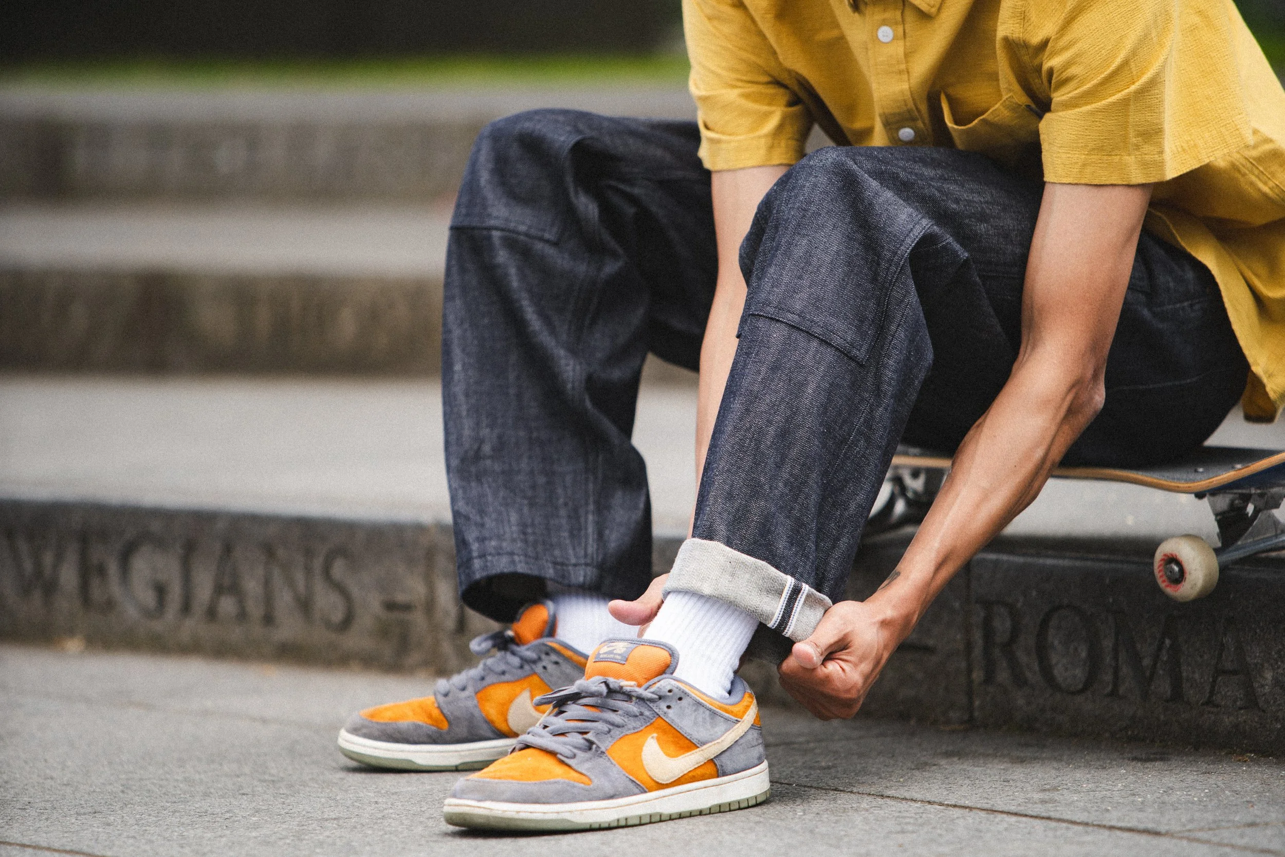 Selvedge ID detail on Double Knee Pants SS2025