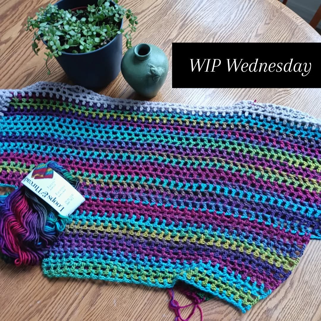 It's #wipwednesday today! @gnome_in_the_forest here to share what I'm crafting up, a simple mesh crochet top that I'm hoping to have done in time for Victoria Pride. This is only my second attempt at making something wearable with crochet, and while