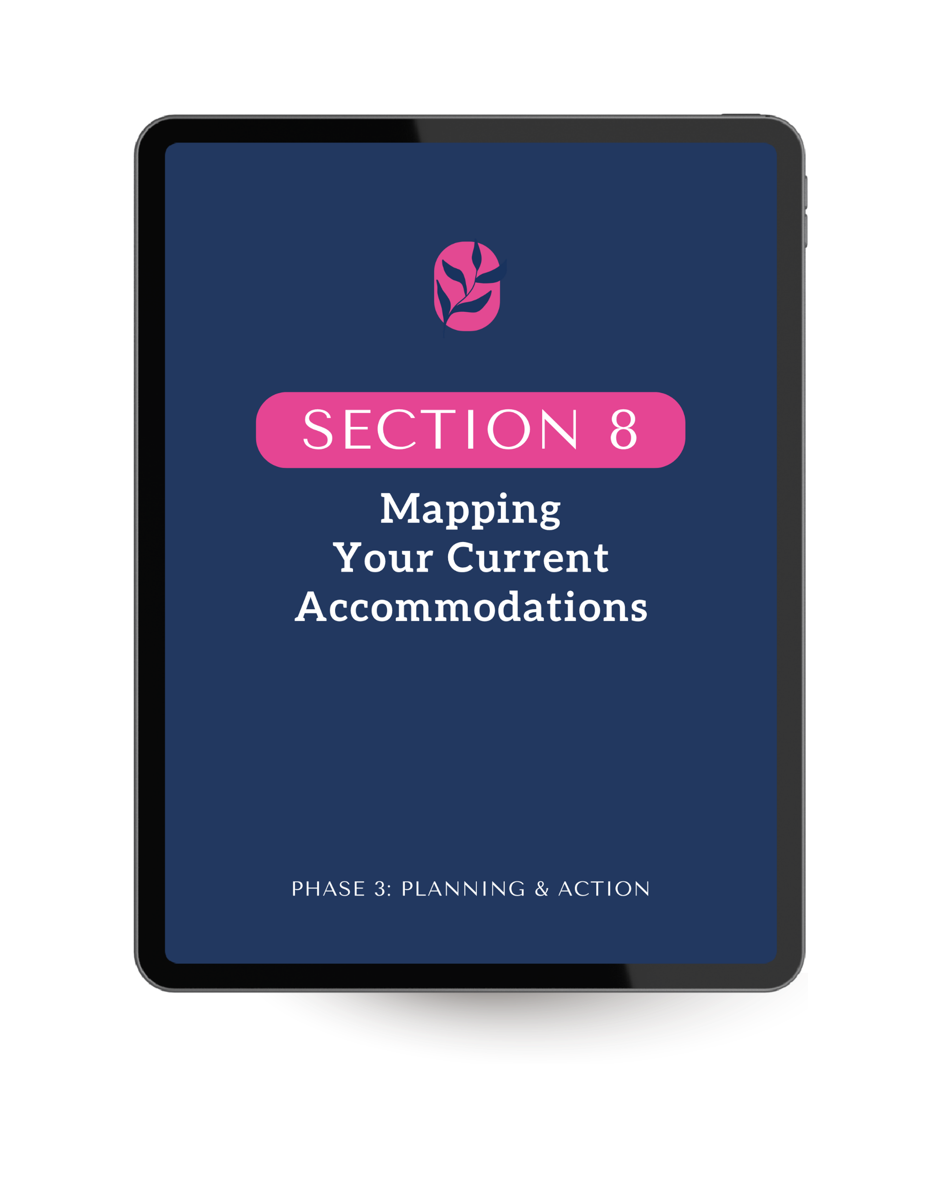 Digital tablet showing the course cover