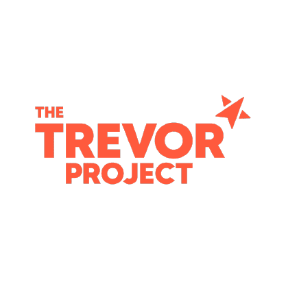 Logo for The Trevor Project featuring red text and a small paper airplane icon.