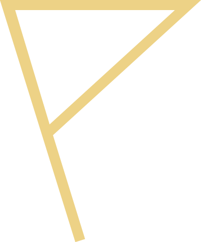 An abstract geometric design featuring black shapes outlined with beige lines, forming angular shapes and a large triangle.