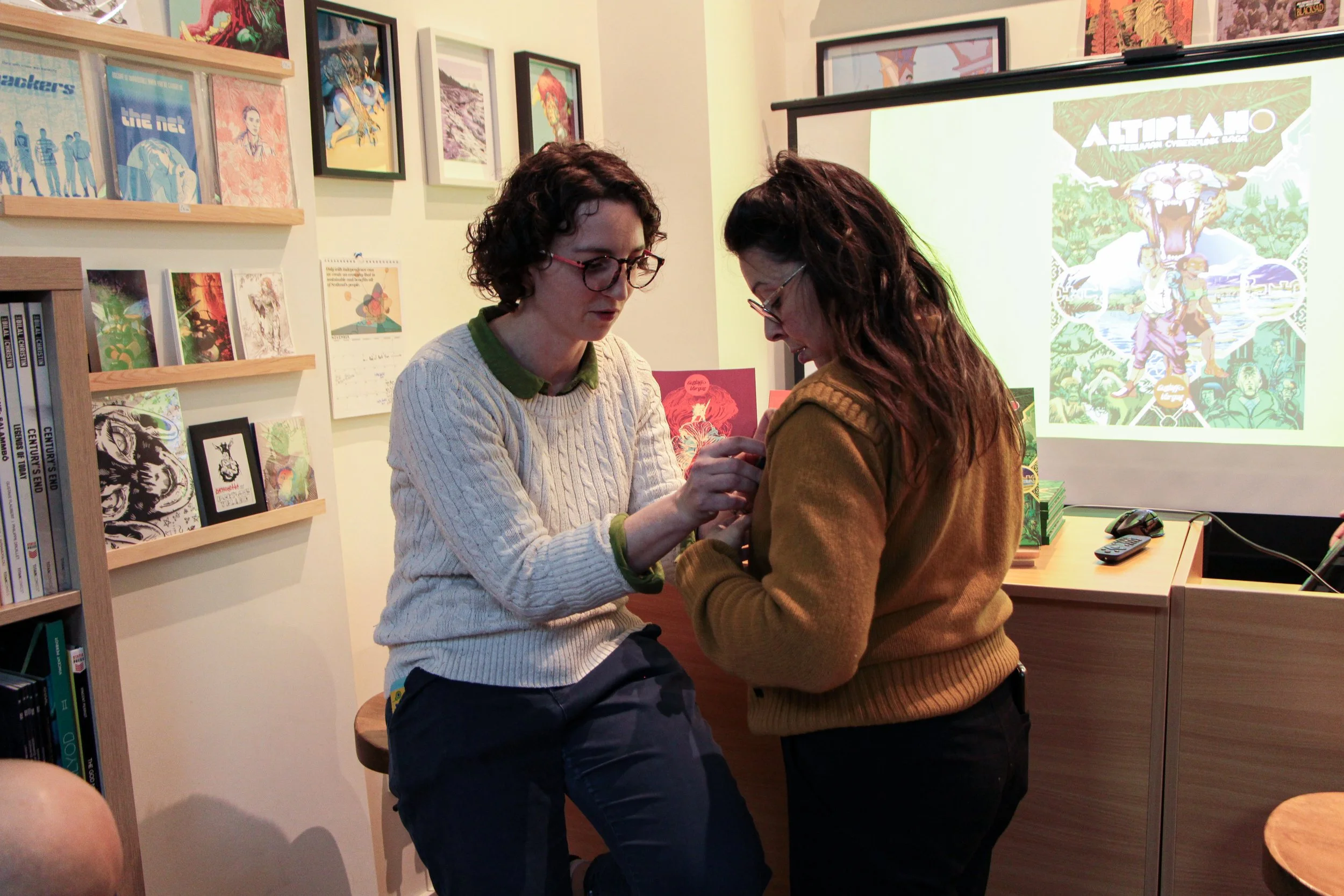Podcast recording set up where Aoife Buggy, freelance video and motion graphics in Edinburgh, mics up the host of the podcast during a production.