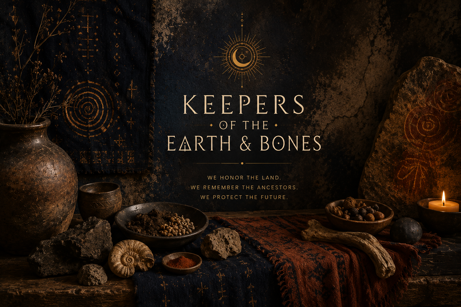 Earth-centered ceremonial scene exploring ancestry, stewardship, and connection to land.