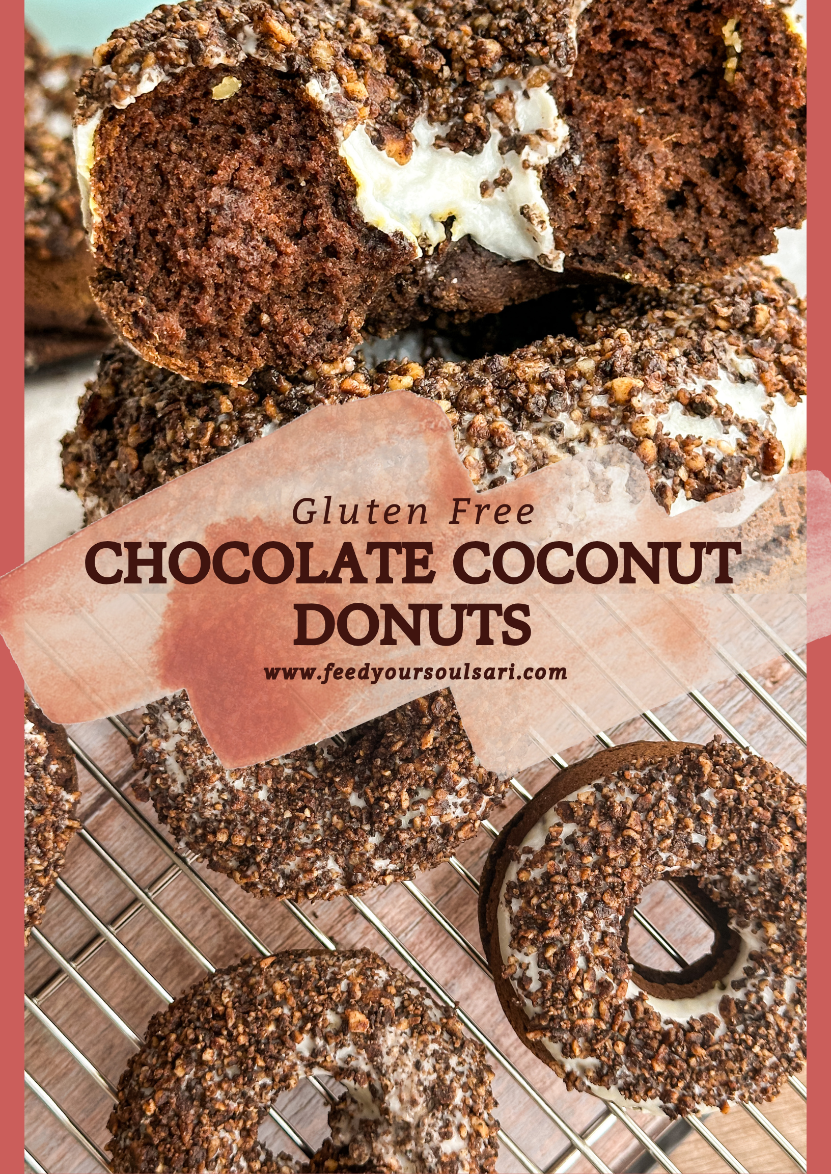 Healthy chocolate protein donuts on a cooling rack