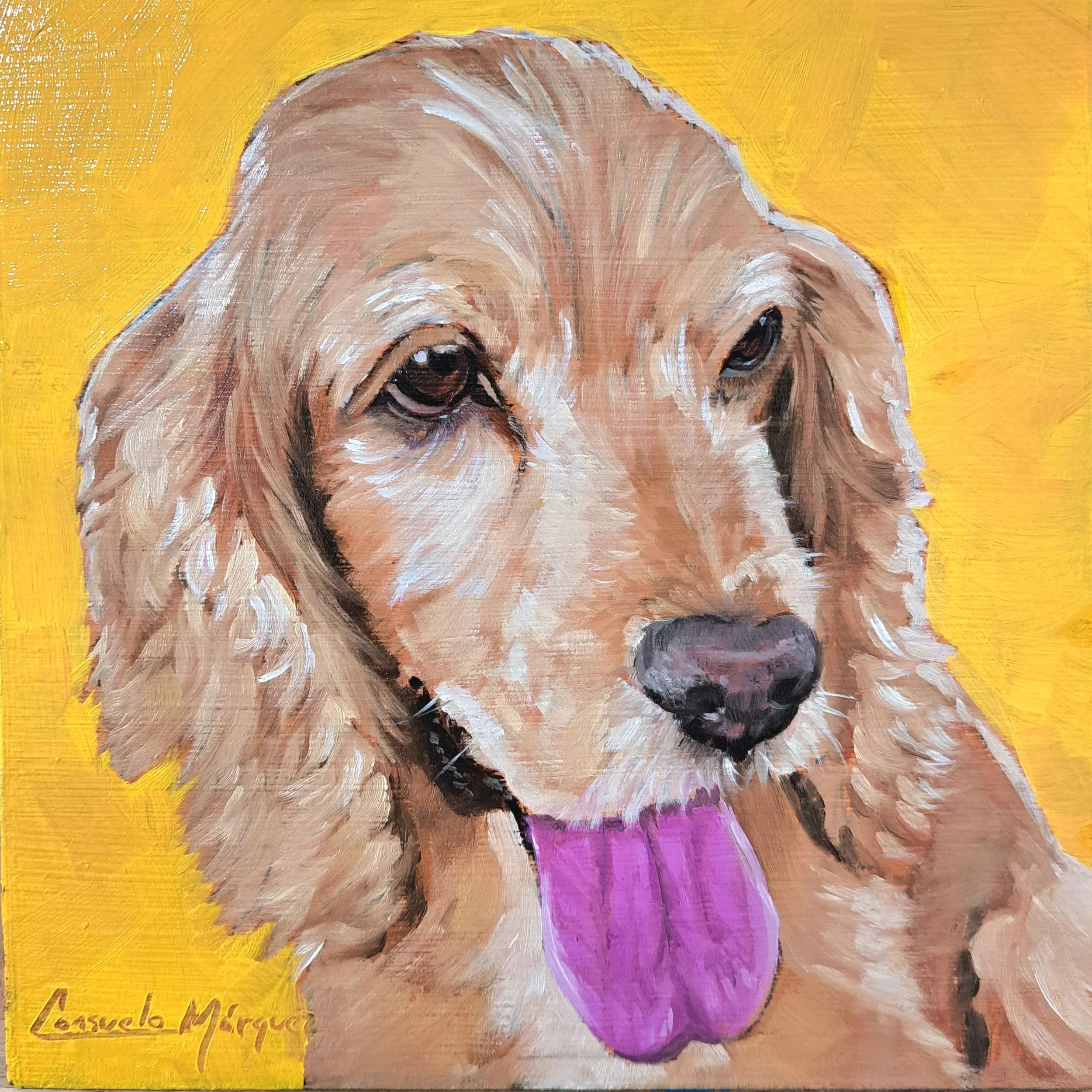 Comisión de retrato de mascota, encargo de retrato de mascotaen Mexico, Sonora, de Consuelo Márquez Arte