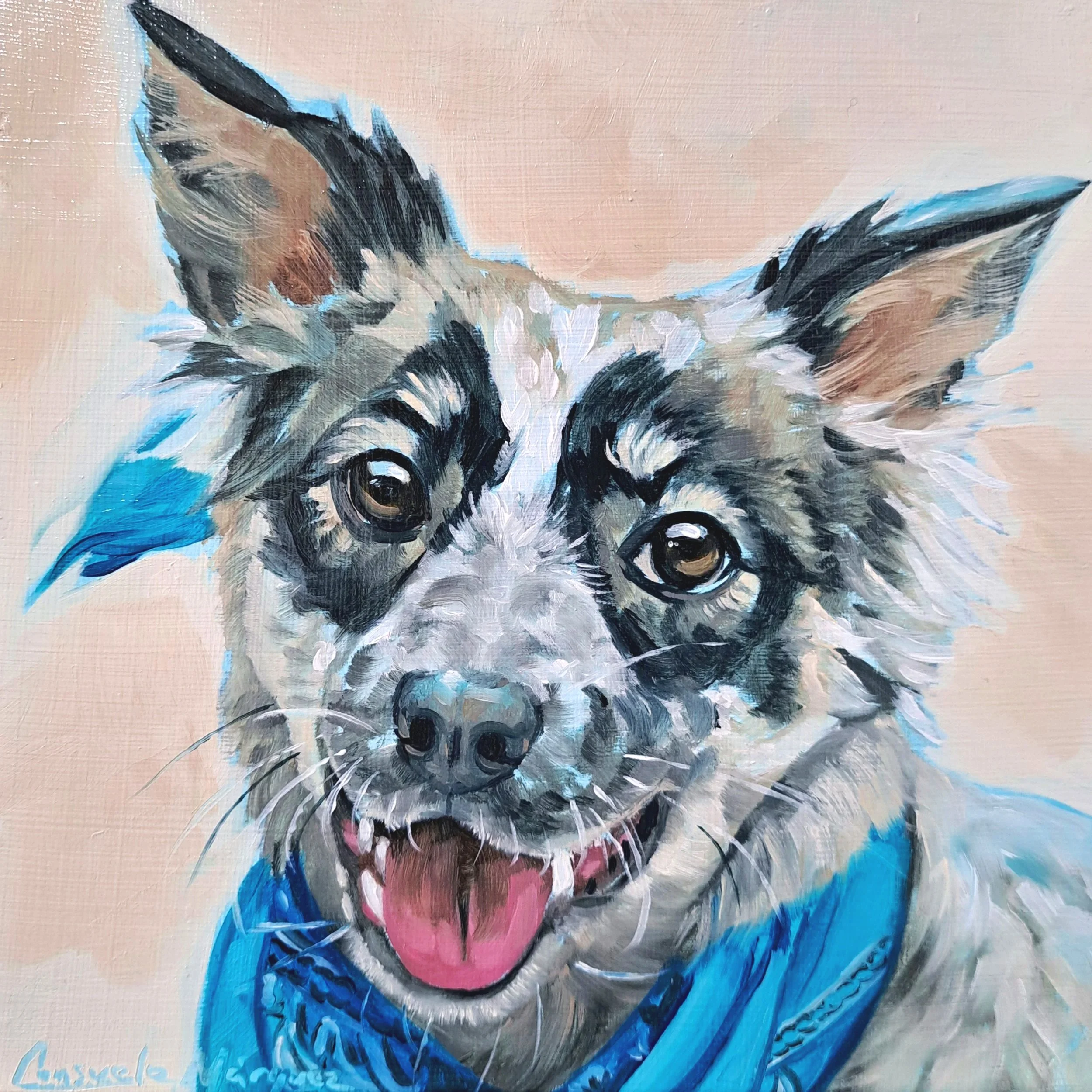 Comisión de retrato de mascota, encargo de retrato de mascota en Mexico, Sonora, de Consuelo Márquez Arte