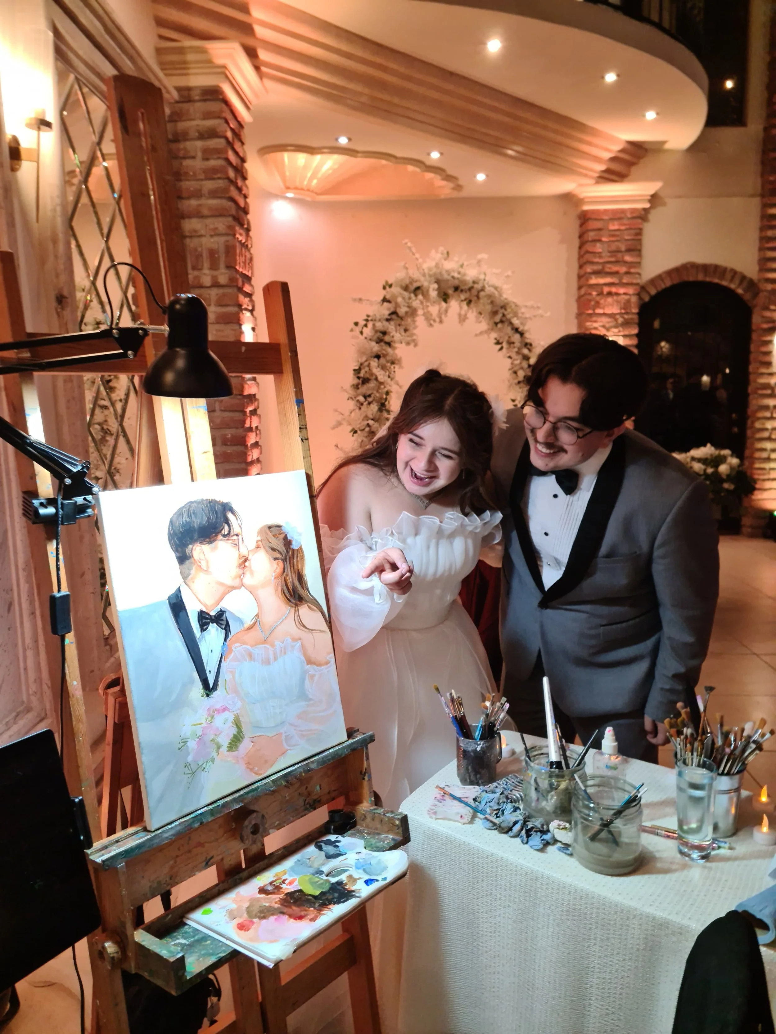 Wedding Live painting en Hermosillo, pintura de boda en vivo por Consuelo Márquez Arte
