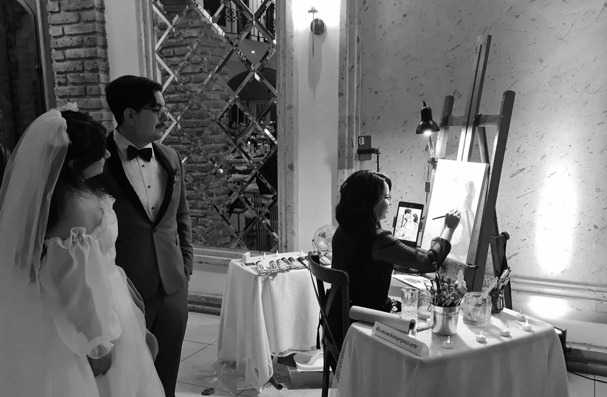 Wedding live painting, pintura de boda en vivo en Hermosillo, Consuelo Márquez