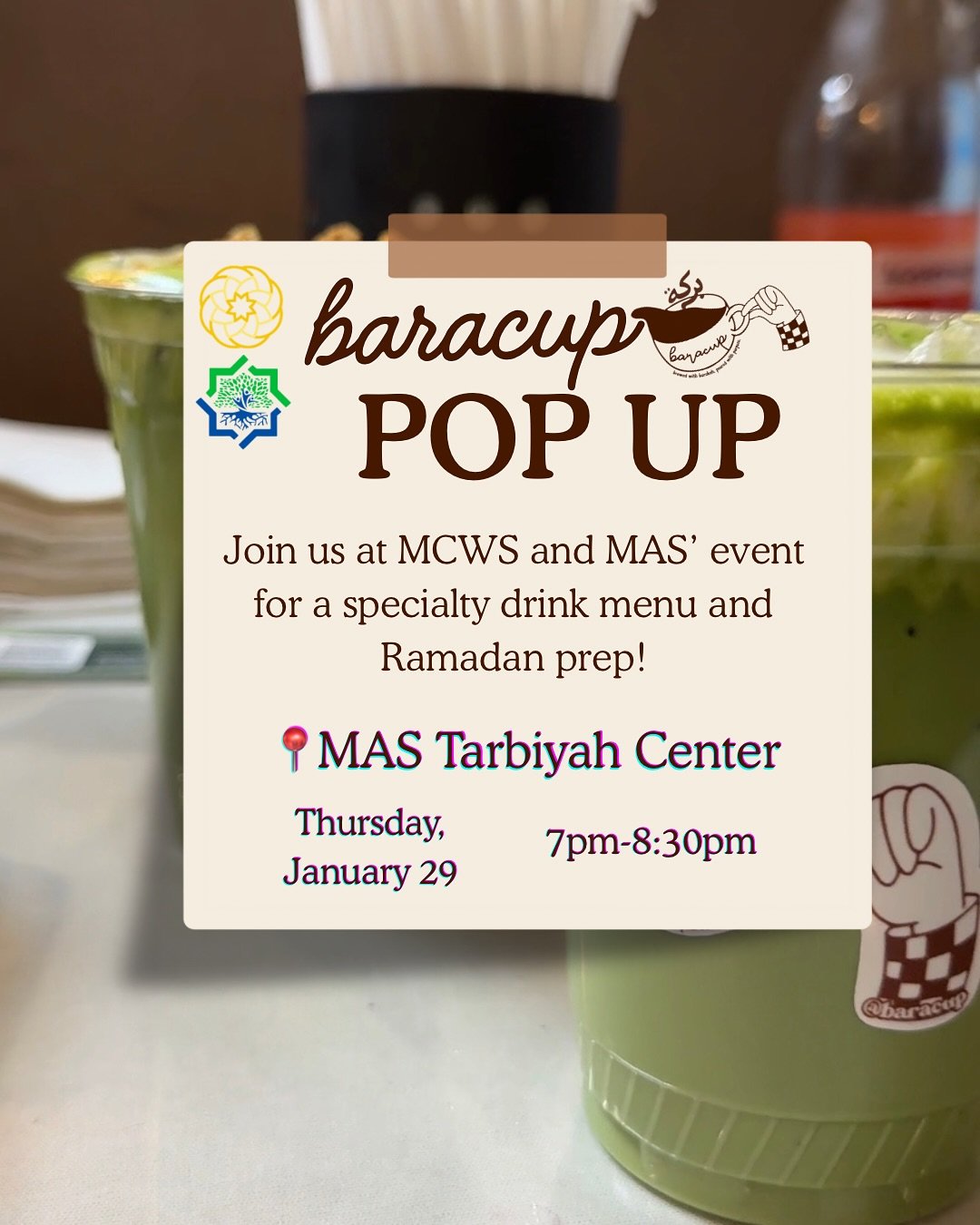 We&rsquo;re so excited to join MCWS and MAS for their Pre-Ramadan Series tomorrow! Stop by for a fun drink and amazing lecture about getting ready for Ramadan🫶
&bull;
&bull;
&bull;
#ramadan #event #muslimgirls #muslimevent #muslimgirlsevents #eventc