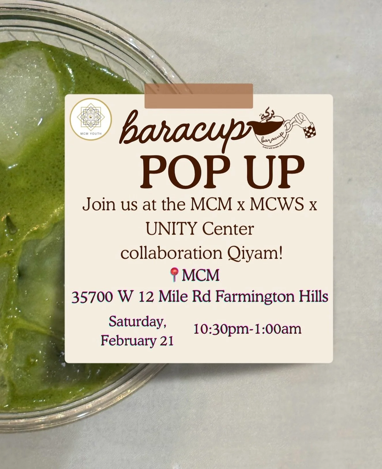 First pop-up of Ramadan is here!! Join us at MCM for the first of the 3-Qiyam Series with MCM, MCWS, and Unity Center. We&rsquo;re bringing special new Ramadan flavors that you won&rsquo;t want to miss!🤍
&bull;
&bull;
&bull;
#popup #ramadan #qiyam #