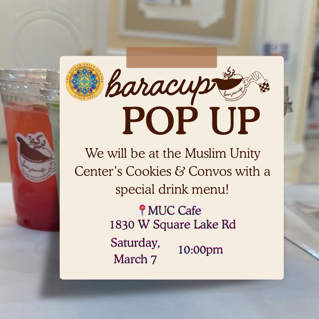 Join us this Saturday night at the Unity Center for special drinks along with their program!🤍☕️
&bull;
&bull;
&bull;
#ramadanevents #qiyam #ramadan #coffee #coffeecart #baracup #matcha #refreshers