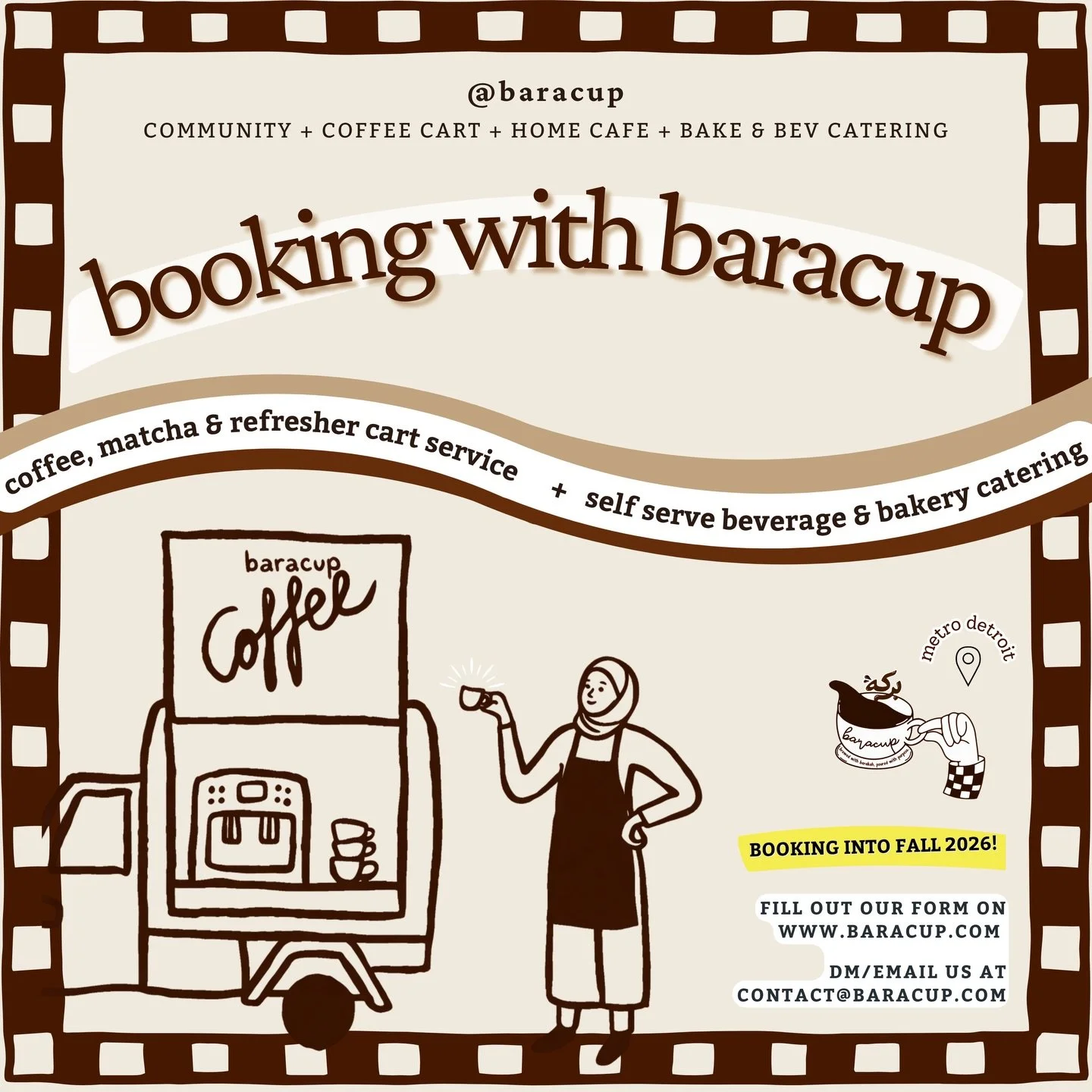 Every season is booking season at baracup! ☕️ We&rsquo;d love to be a part of your beautiful event! If you&rsquo;re thinking of having coffee, matcha, refreshers or delicious baked goods at your event - this is your sign! Swipe to learn more! 

Click