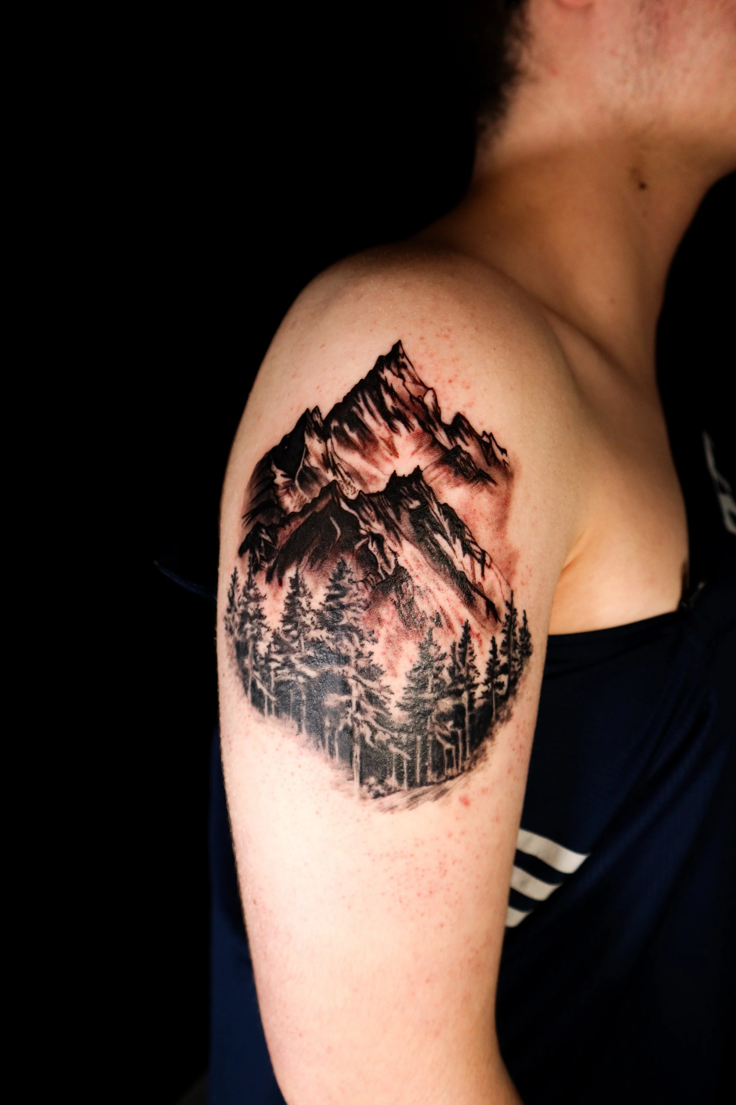 Mountains tattoo realism willow thomason wolfville kentville new minas tattoo artist