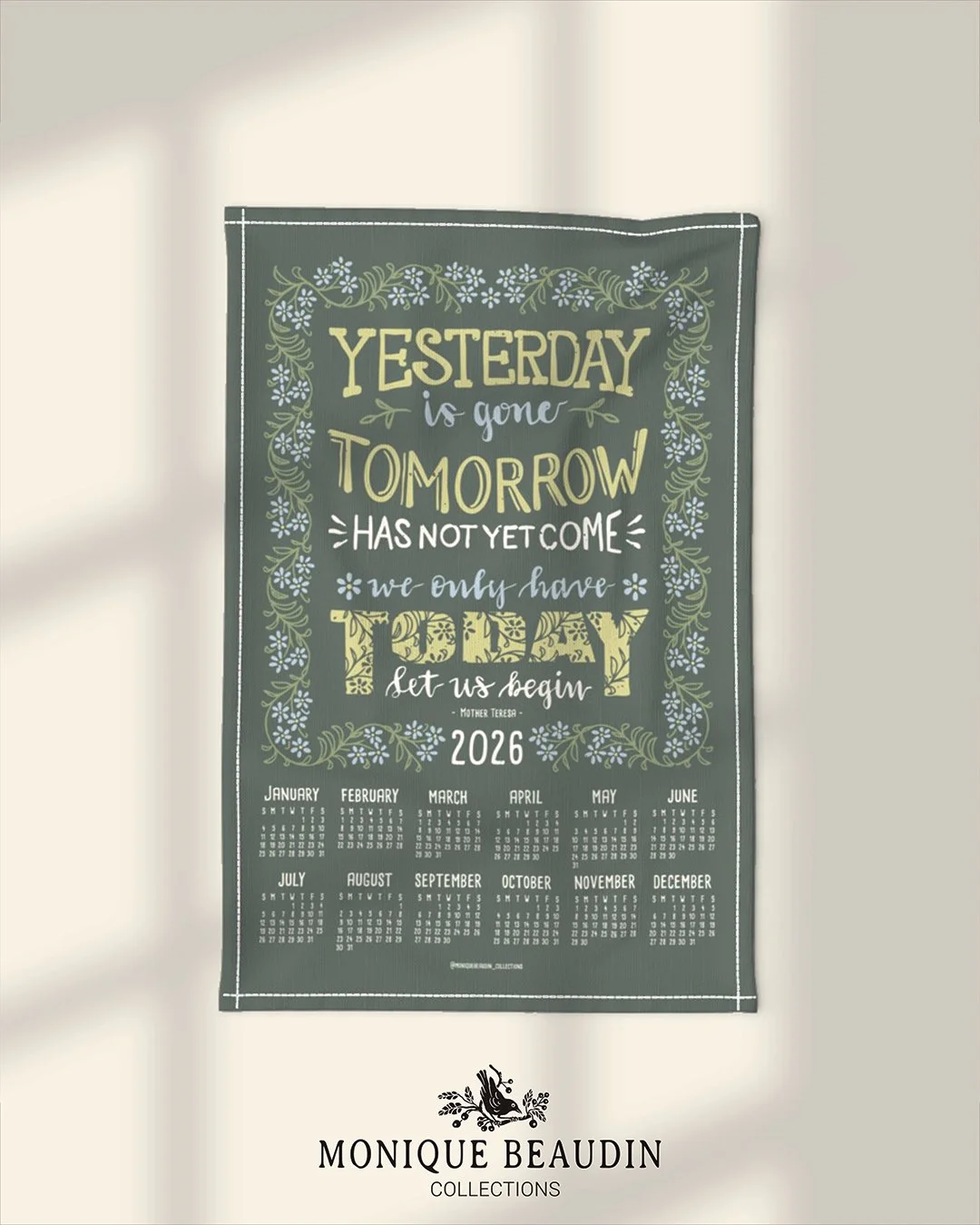✨ My entry for Spoonflower&rsquo;s 2026 Tea Towel Calendars Design Challenge!  ✨ 

This is the time of the year that I get to play with my beginner calligraphy skills and try to create something meaningful 😊

This year, I chose an inspirational quot