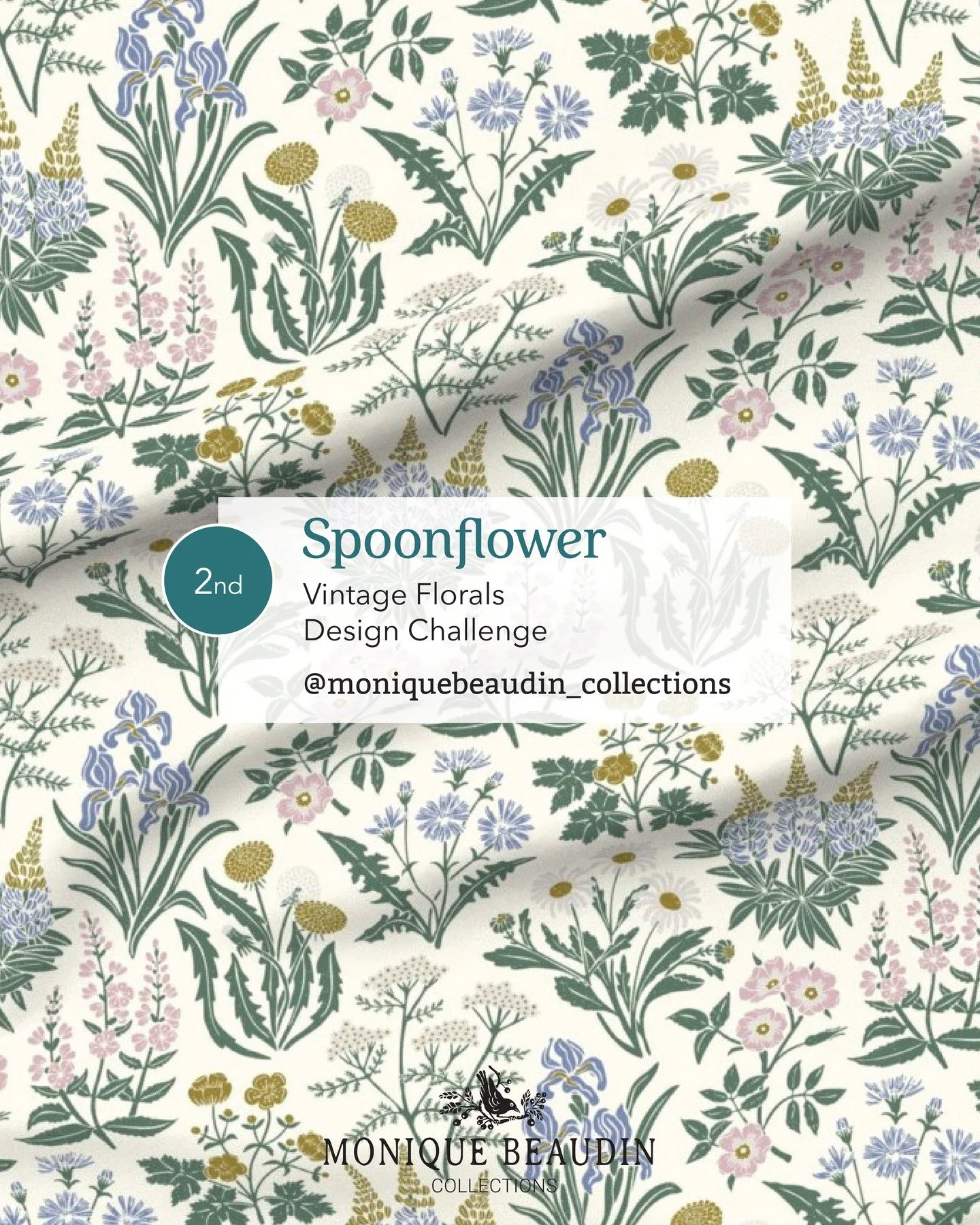 ✨I&rsquo;m beyond happy and so grateful to share that my Vintage Millefleurs placed 2nd in the last Spoonflower design challenge! Such a beautiful way to end the year! Feeling thankful, inspired, and excited for what&rsquo;s next ✨
 Thank you from th