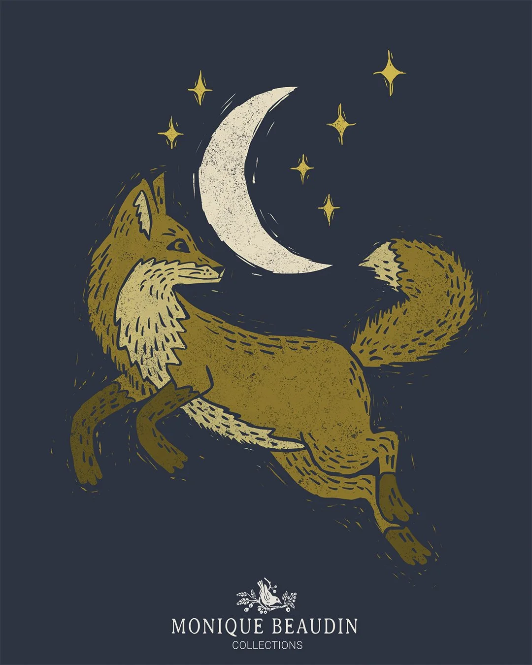 This Fox &amp; Moon 🌙🦊 illustration was created for the FEBRUARY 2026 Folk Fable Pattern Challenge by @hollizollinger. 

In Celtic and other folklore traditions, foxes are often depicted dancing, playing or frolicking beneath the moon, which is a s