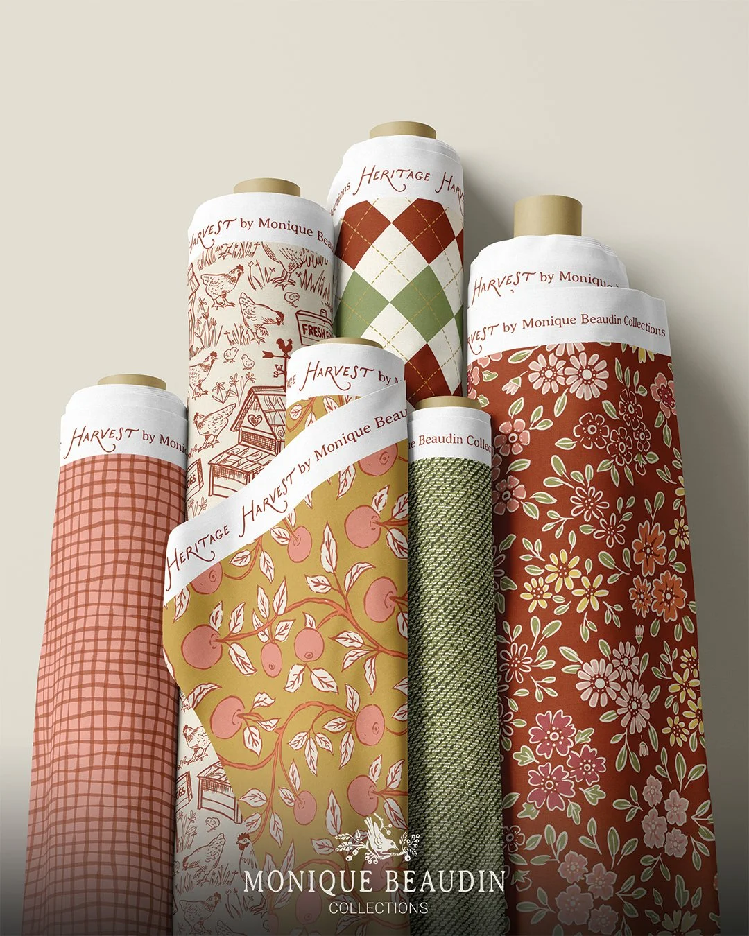 🍂🍎🐓🌸 Since there wasn't a Spoonflower design challenge this week, I spent some time working on a new fall fabric collection instead. I'm letting it simmer here for a bit and would love to hear your thoughts!&nbsp;Which colorway is your favorite? 