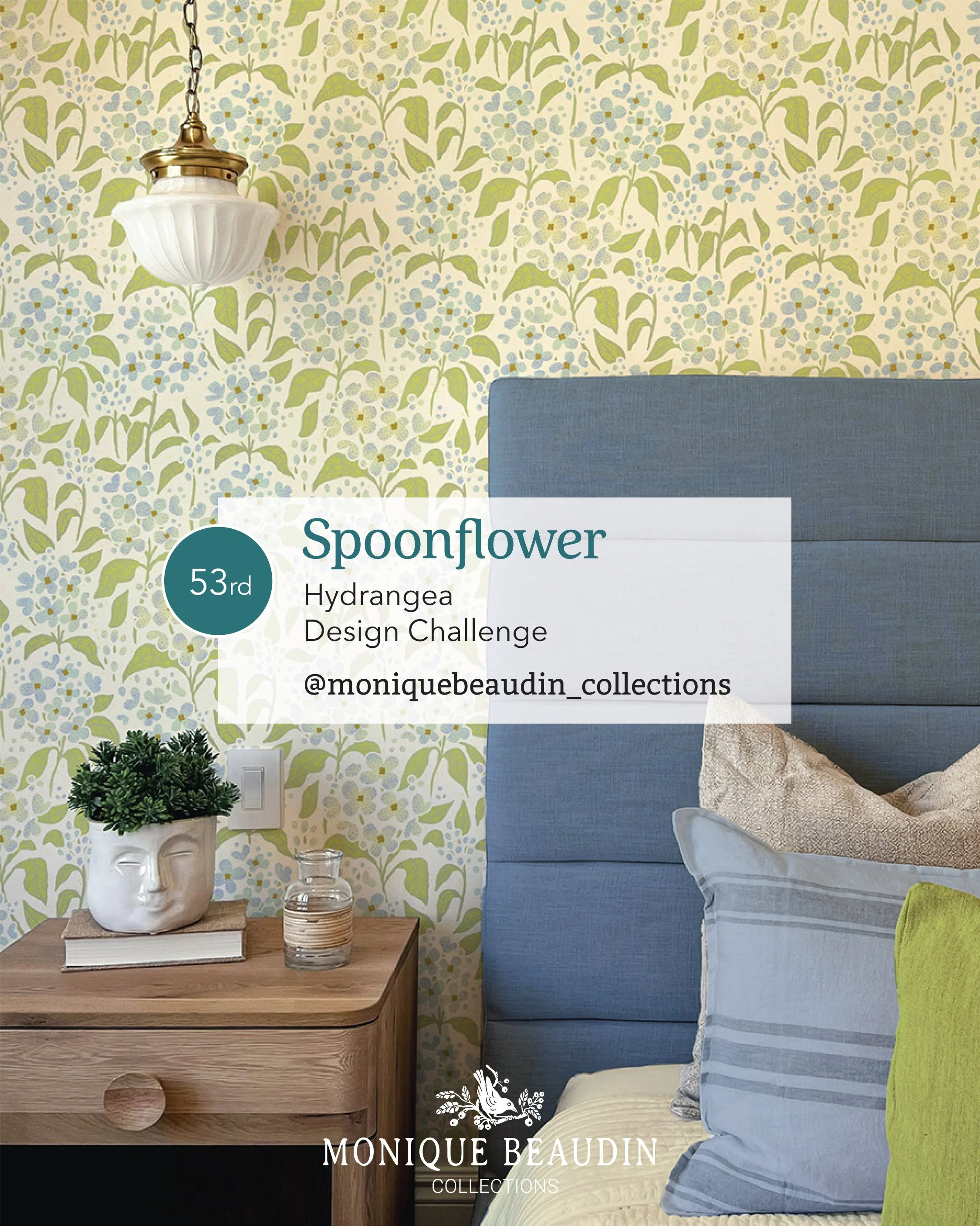 🎉 Wow! I am so grateful for this amazing placement, especially given that there were 1,384 entries in the Spoonflower Hydrangea Design Challenge.

🙏 This wouldn't have been possible without the votes of this wonderful community of designers and mak