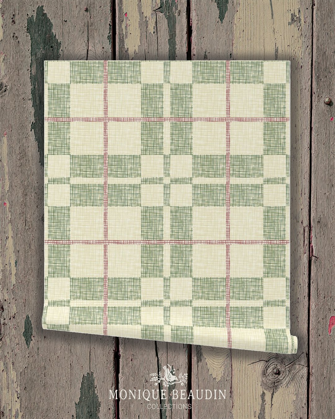 For Spoonflower&rsquo;s Added Texture Design Challenge, I created a hand-drawn plaid inspired by the colors of my Gone Fishing collection designed with cabincore interiors in mind 🎣🌲

The hatching is drawn in a toile de Jouy&ndash;inspired style, c
