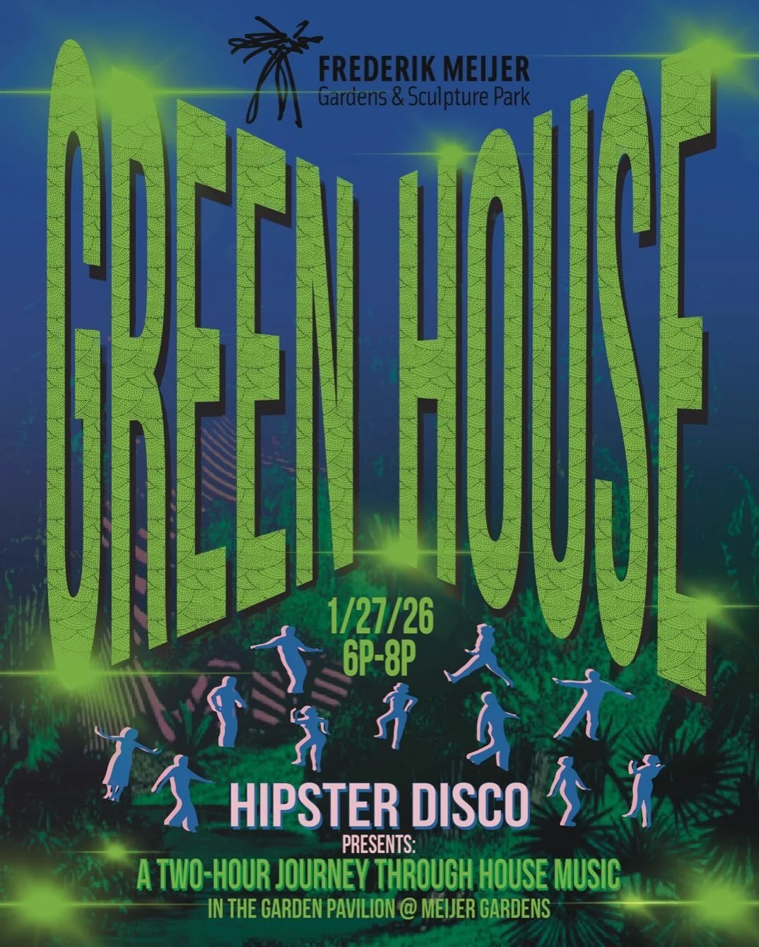 GREENHOUSE is a two-hour journey through North American house music, set inside the Garden Pavilion at Frederik Meijer Gardens. Doors open early, but the music starts promptly at 6:00PM and ends at 8:00PM sharp. 1/27/26

This is the first-ever house 