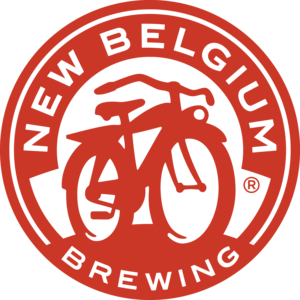 Logo of New Belgium Brewing featuring a stylized bicycle with the text 'New Belgium Belgium Brewing' around it.
