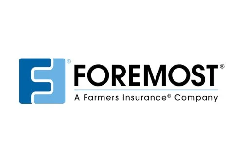 Foremost Farmers Insurance company logo with a stylized 'F' symbol in blue and black text.