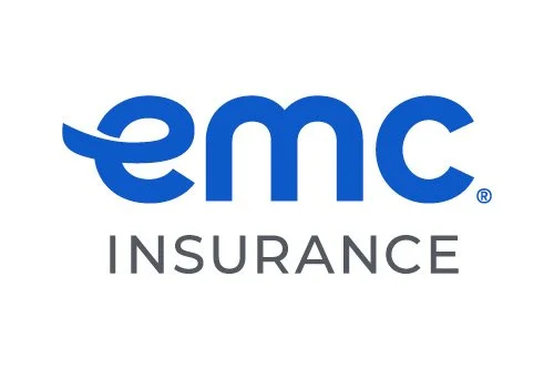 EMC Insurance logo with blue text and gray word 'Insurance' underneath.