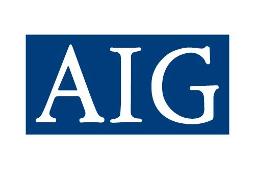 AIG logo with white letters on a blue background.