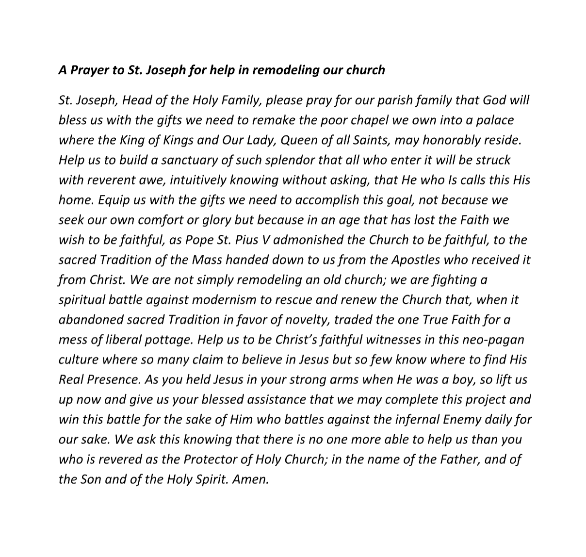 A Prayer from the Heart: Invoking St. Joseph for Our Parish Restoration