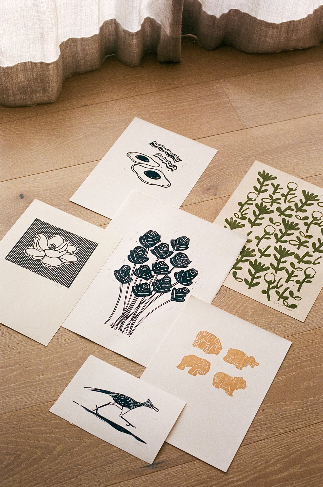 Leigh Teixeira Fine Art Linocut Prints in Austin Texas Animal Crackers Flowers Roadrunner Magnolia.jpg