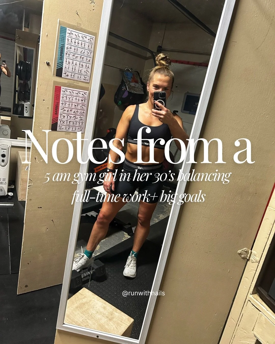 Notes from a 5am gym girl:

Showing up tired.
Working a full day.
Chasing big goals anyway.

It&rsquo;s far from glamorous, but it&rsquo;s worth it!

#gymgirlthoughts #fitness #runwithhails #runliftrepeat #fitnessmotivation