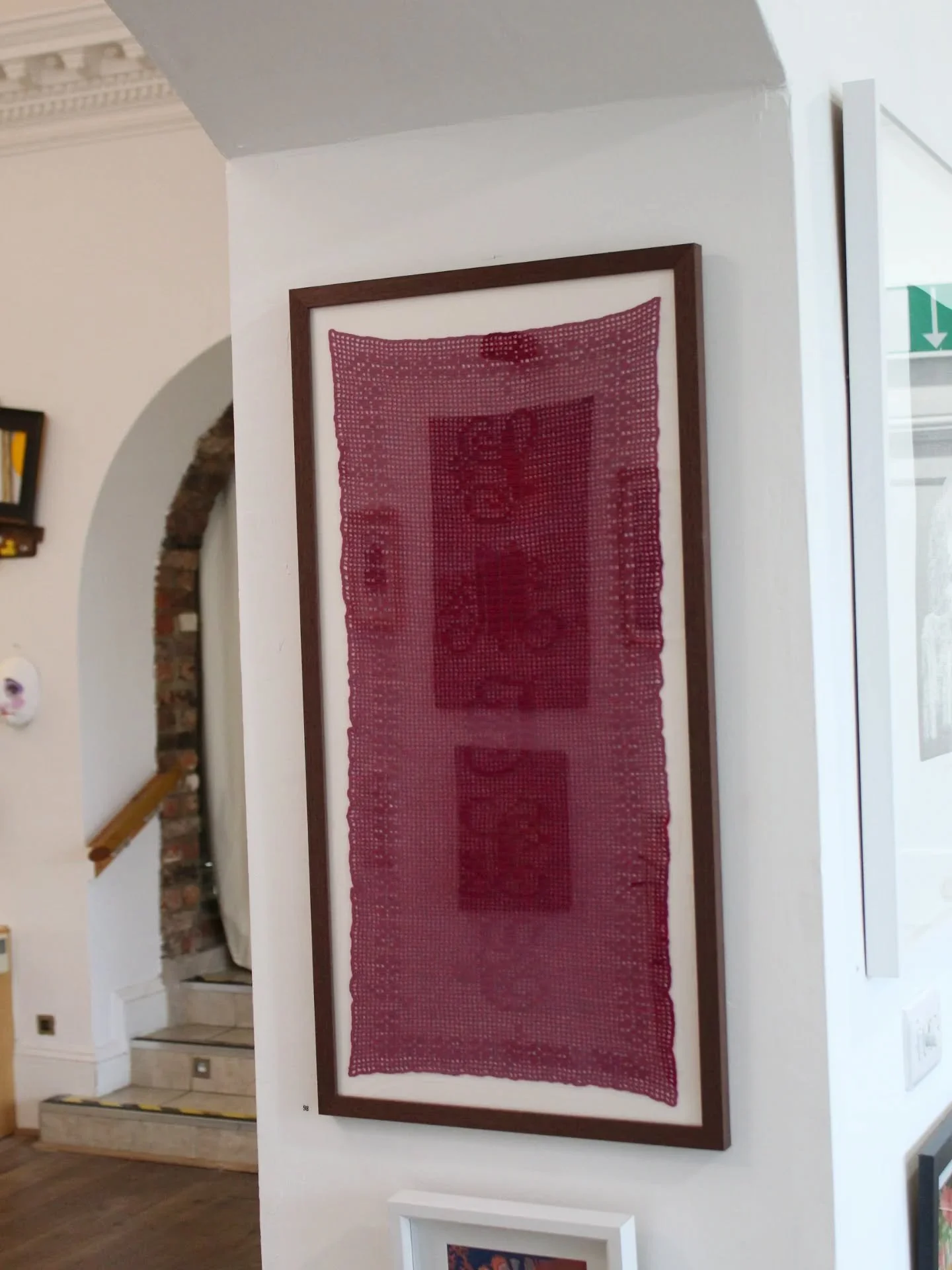 Months of stitching all in one frame 🧶

'Smile' is currently on display in the @wisbechgallery Open 2025 🥳
This piece was created while thinking around self reflection, and unspoken affirmations. It was a bit of a trial to see if I could make filet