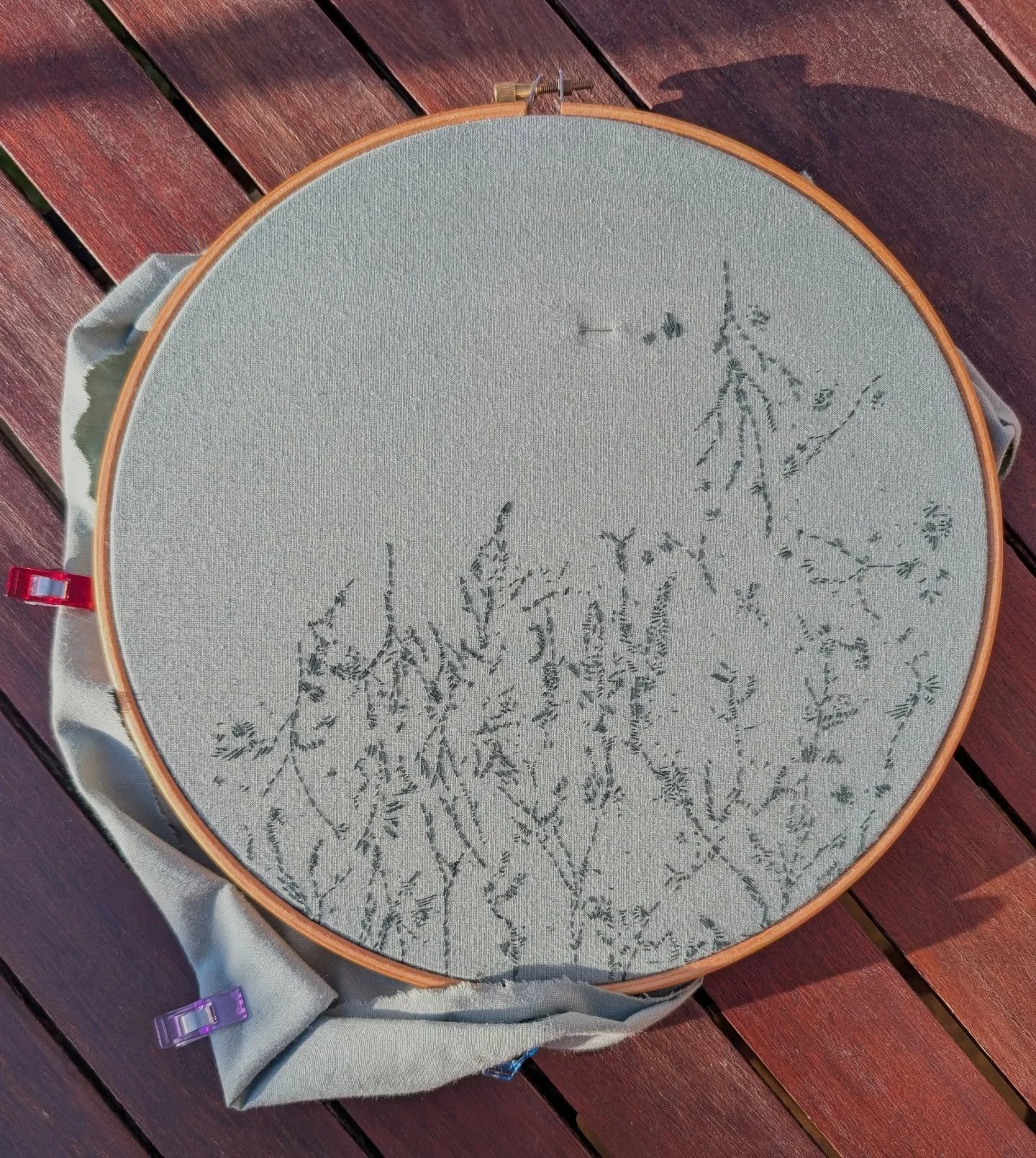 Sharing another work in progress while I'm in-between projects 🌞

Recently a lot of my "my work" time has been spent outside sewing and looking at birds, or writing about my practice.

I've been shifting my work into something which brings