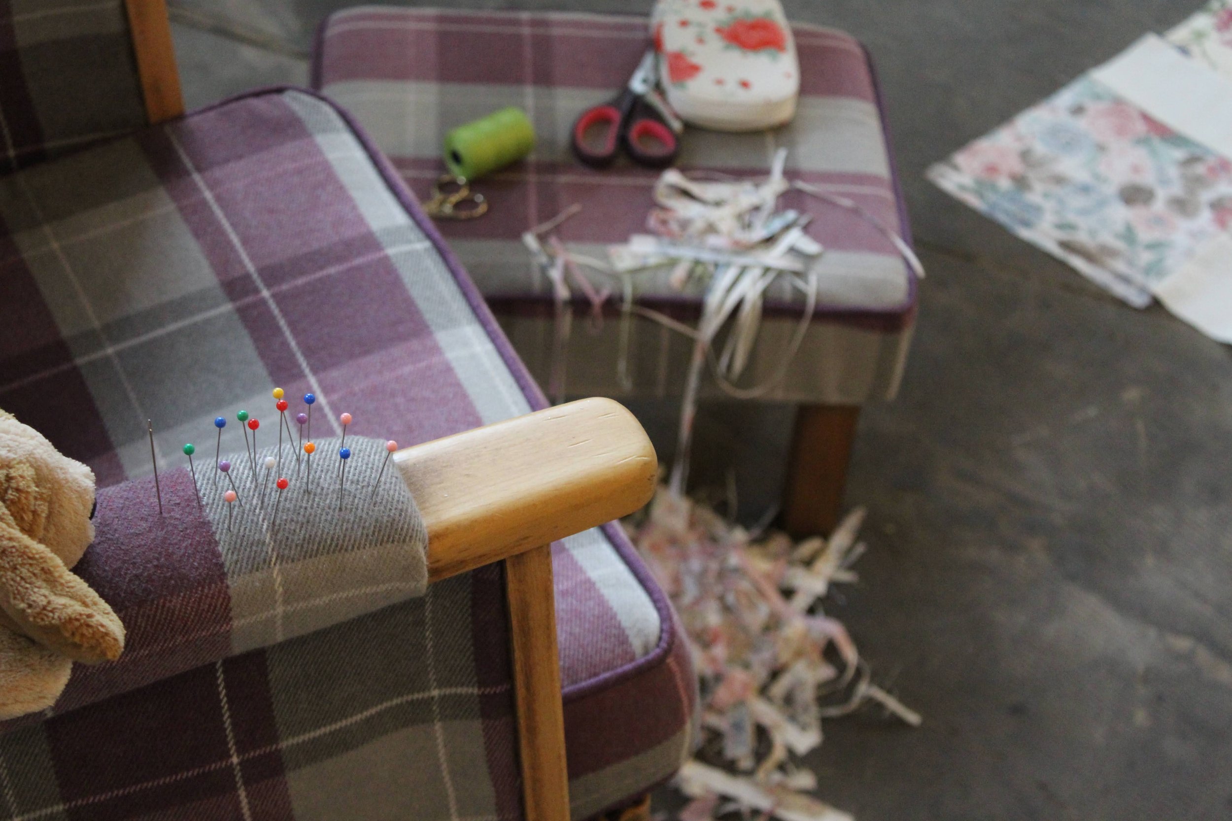 The 'Penelope' set, including items given to Ruby from family members, and her quilting tools