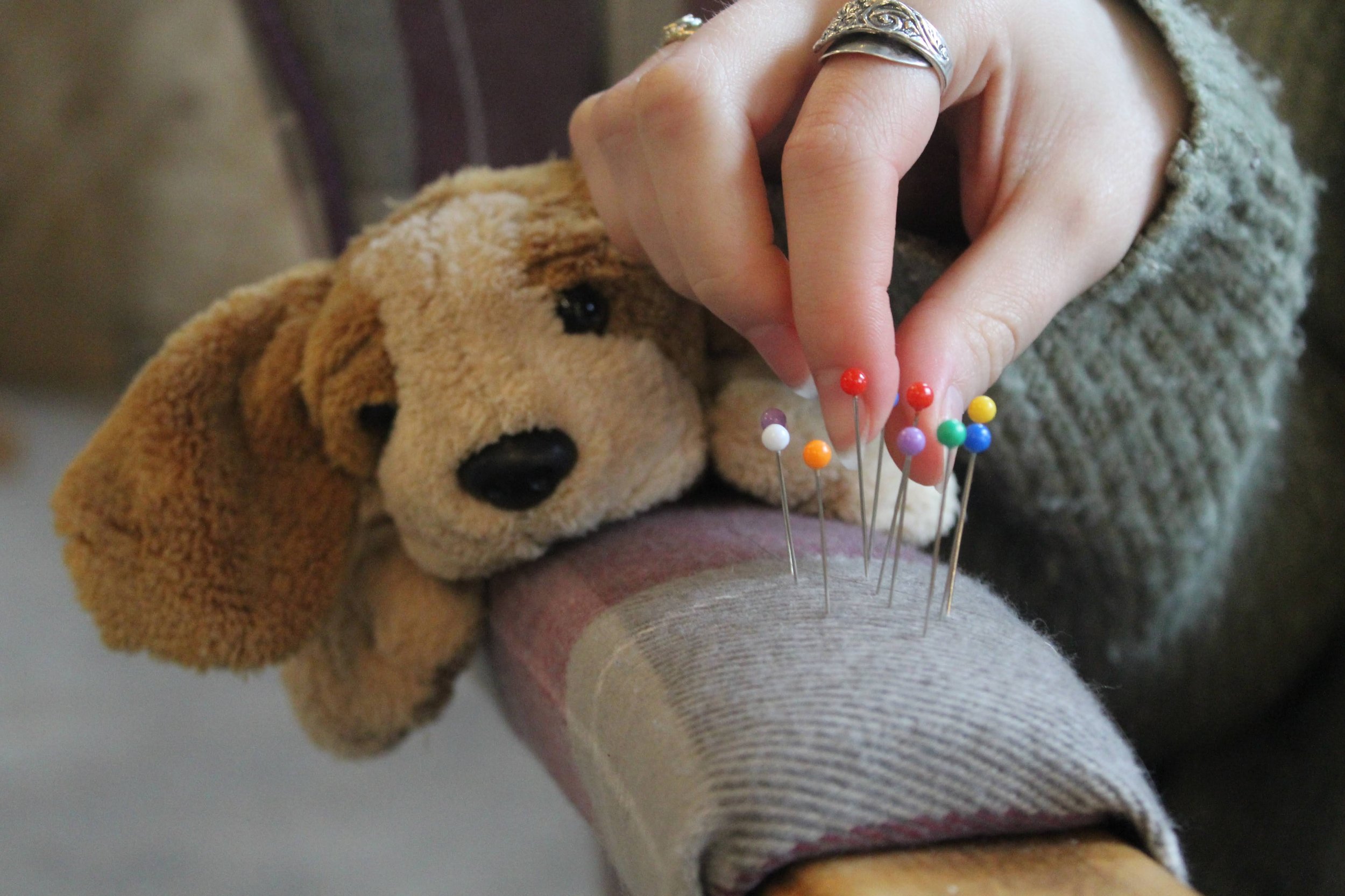 Close up of Ruby sewing