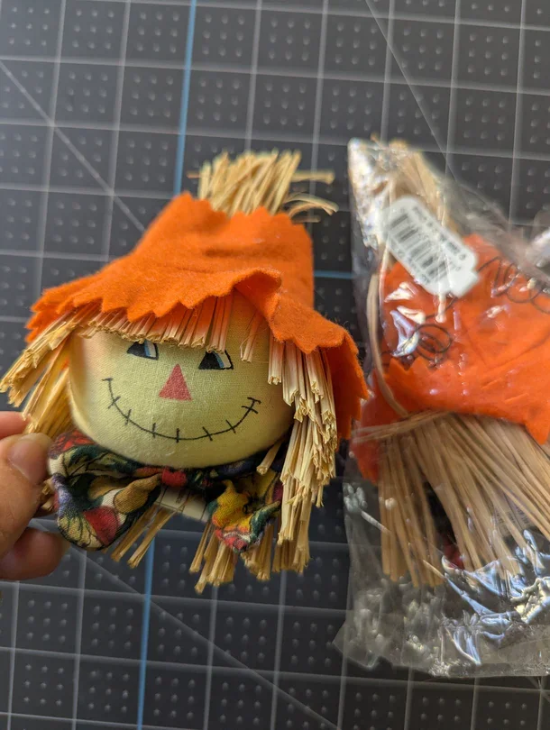 Scarecrow Heads with Orange Hats - Sold Separately