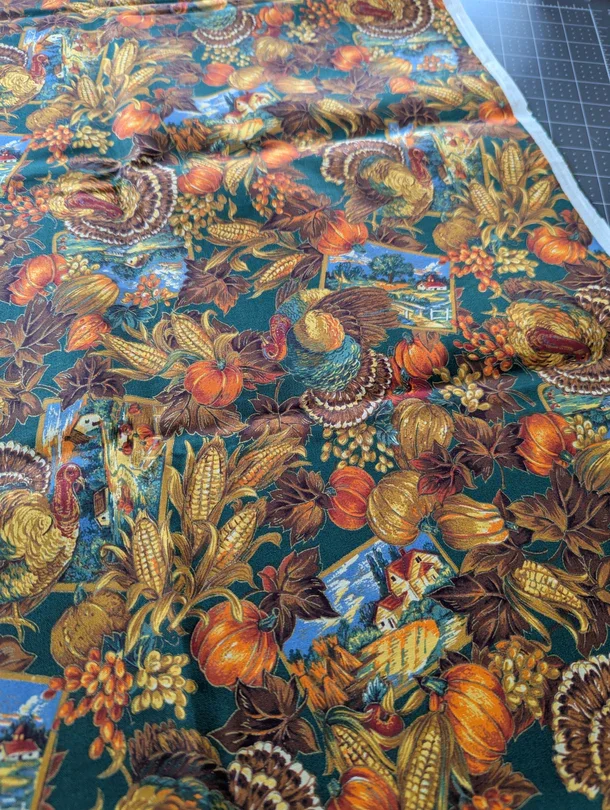 Joan Messmore Thanksgiving Print Fabric - 100% Cotton