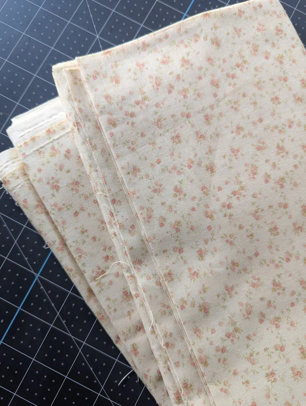Deep Cream Fabric with Baby Roses (Linen?) - 3-yards, 40-inch width
