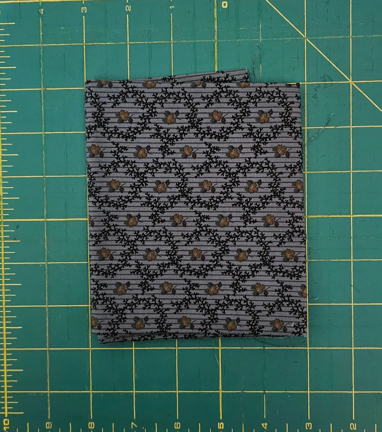 Fat Quarter Modern "Vintage" Dark Blue Floral Ditsy with Stripes Cotton Fabric (18" x 22")