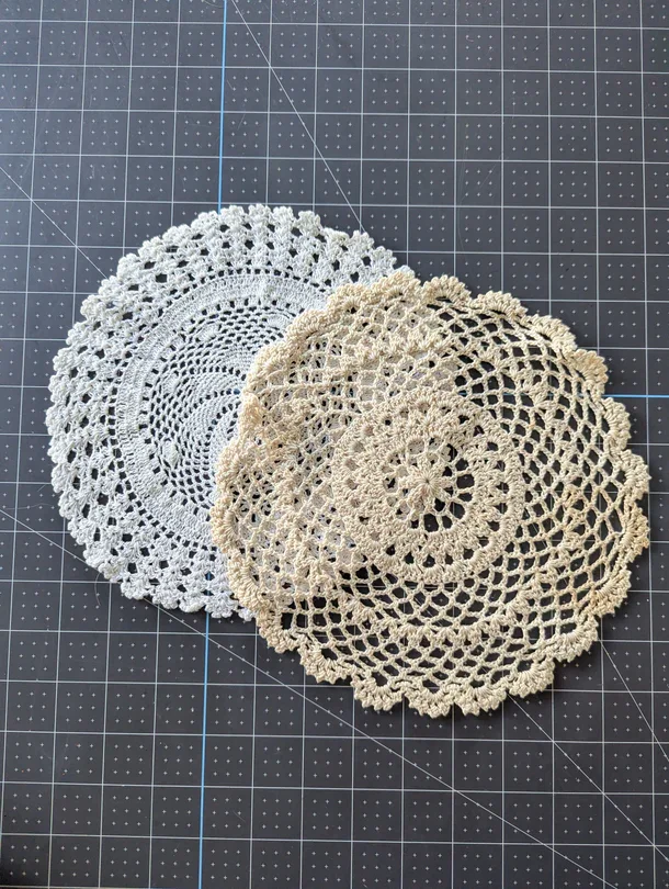 Set of 2 Craft Doilies - White and Off White