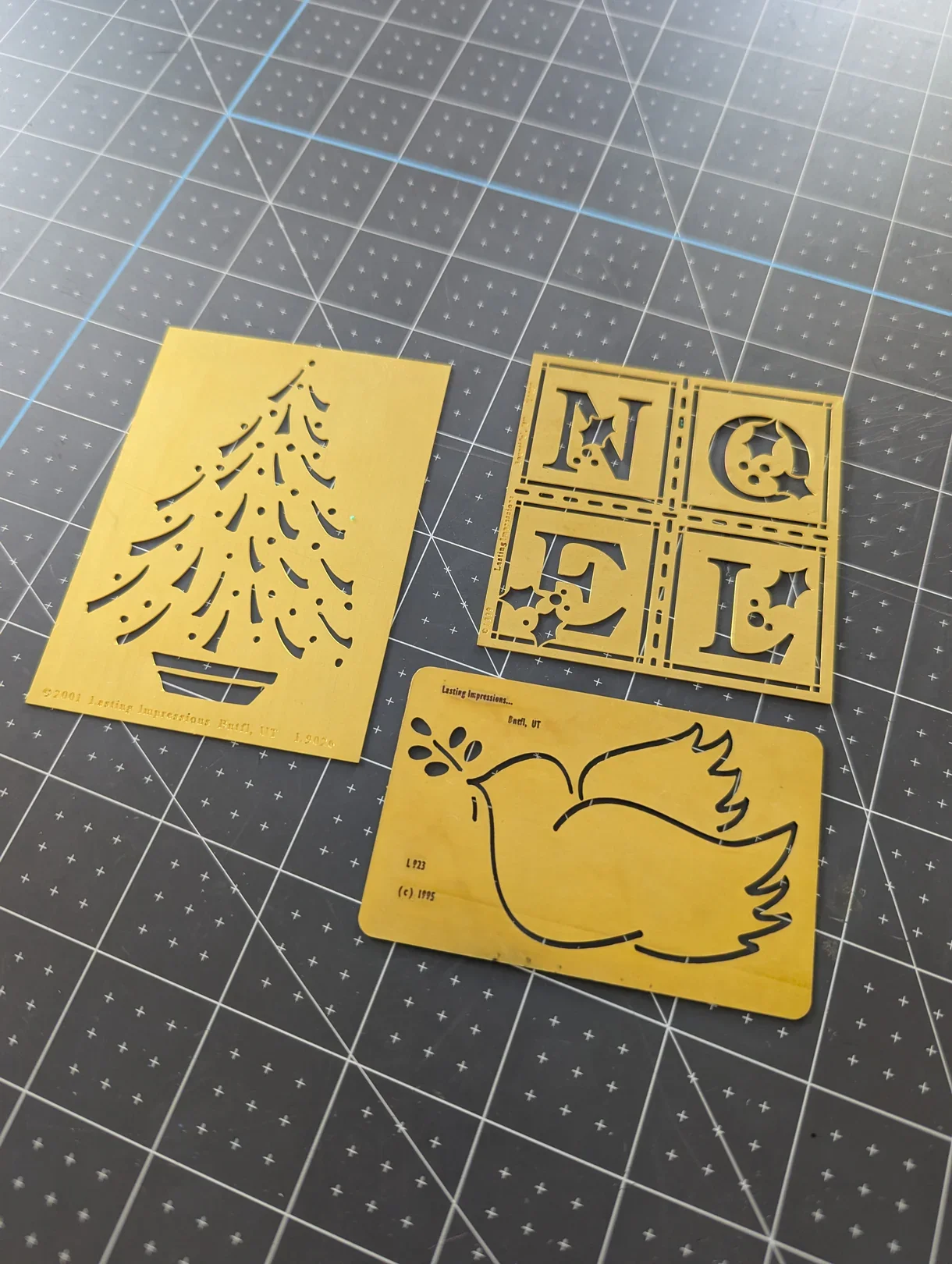 Set of 3 Christmas Themed Embossing Stencils (1995-2001)