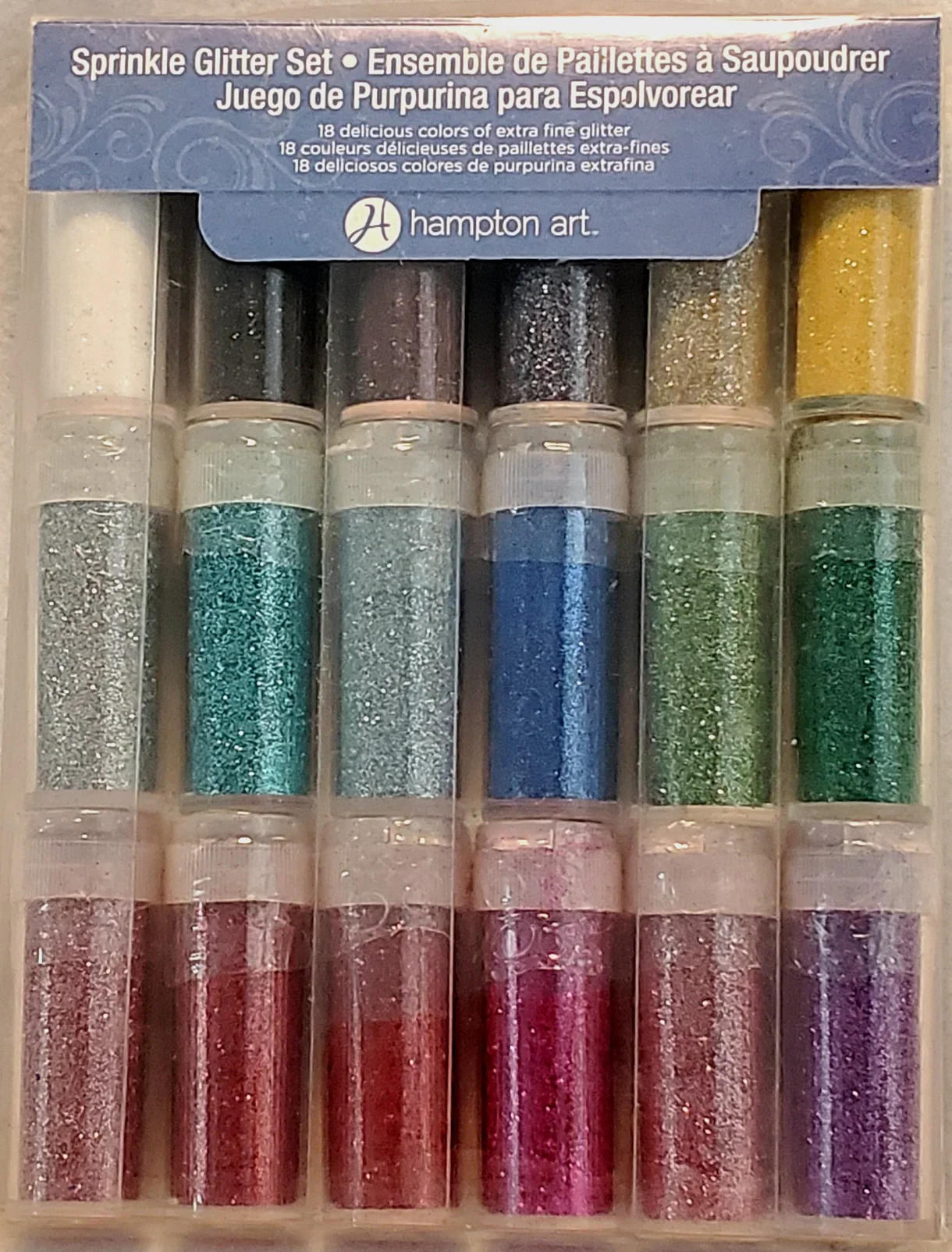 New Unopened Pkg Hampton Art Sprinkle Glitter Set 18 New Bottles