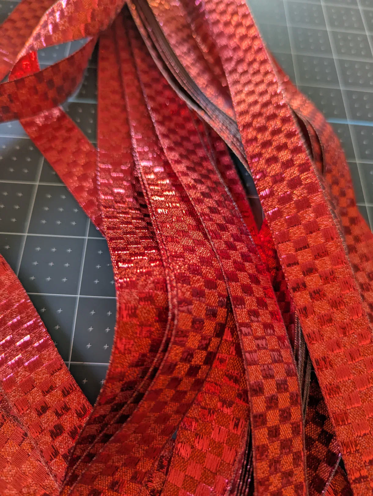 Red Flashy Craft Ribbon - Cut Strips - 18-inches, 30-pcs