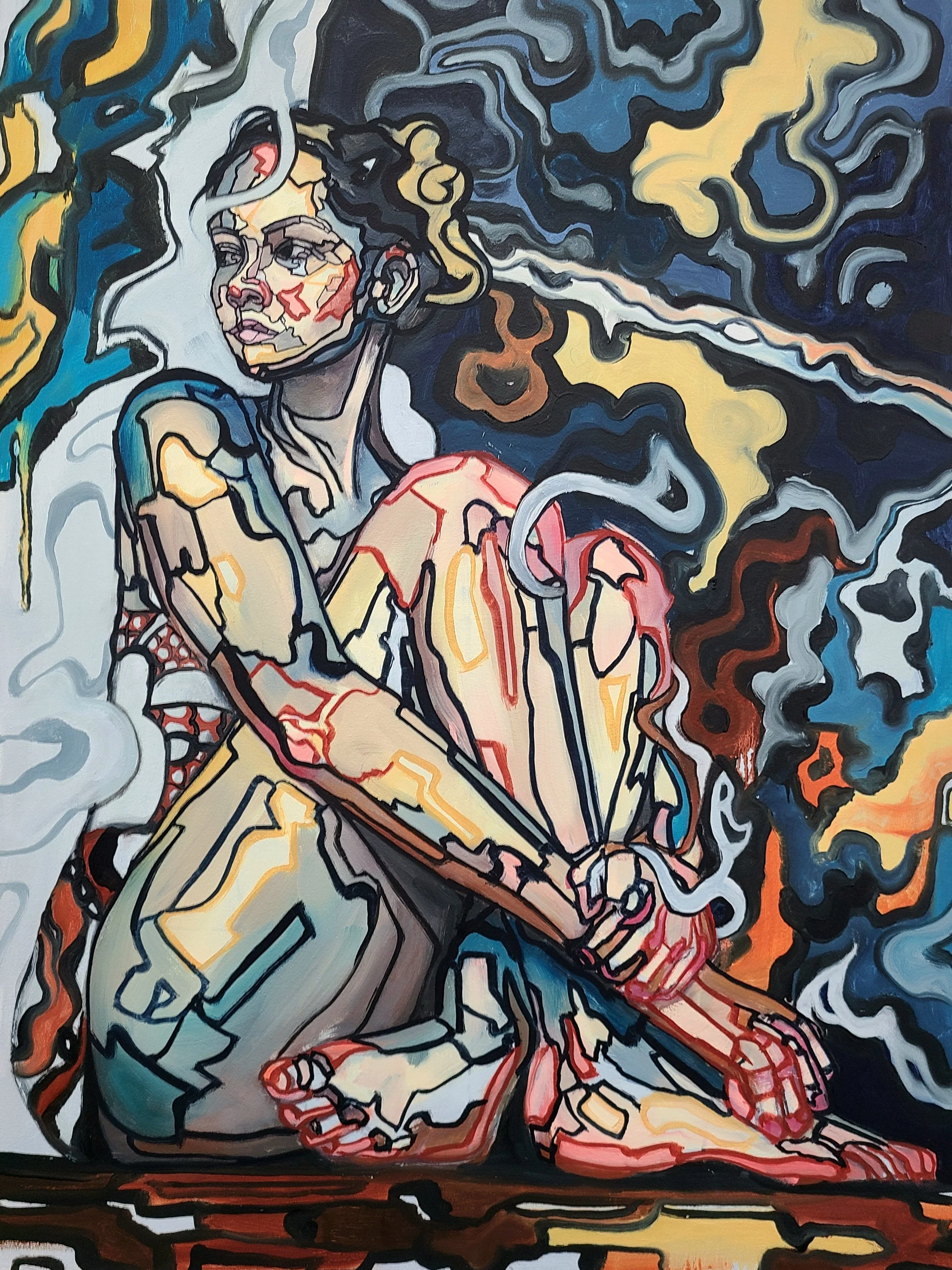 (diptych - 2 set) both 30 x 40 inch each, $300 + $100 shipping total for both paintings 