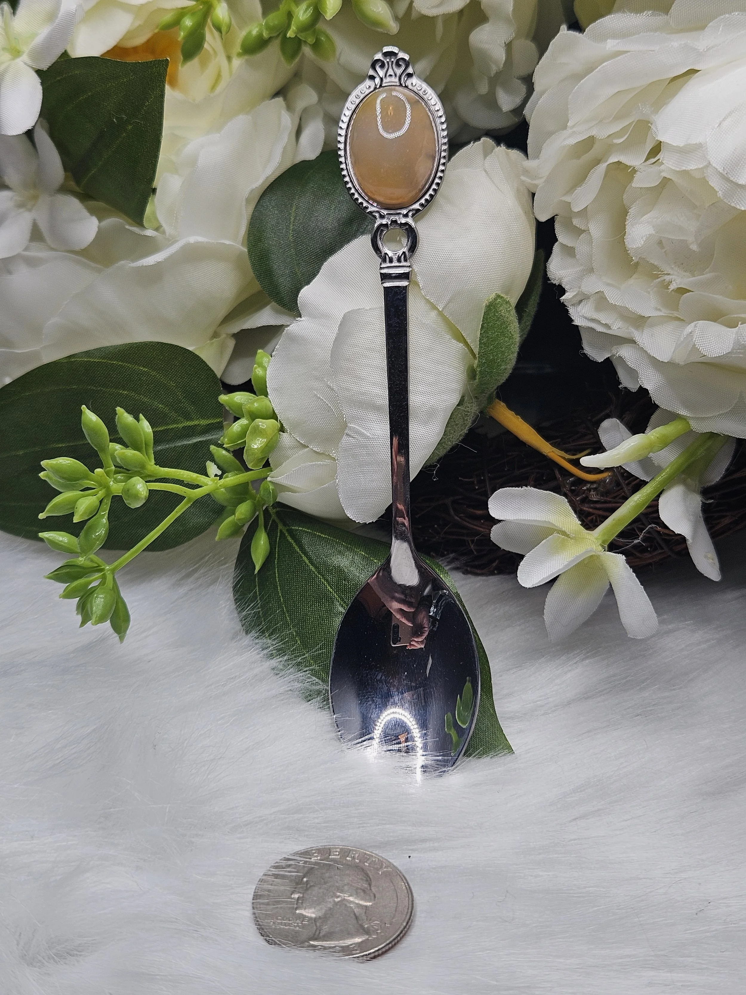Stainless-Steel Spoon - Flower Agate