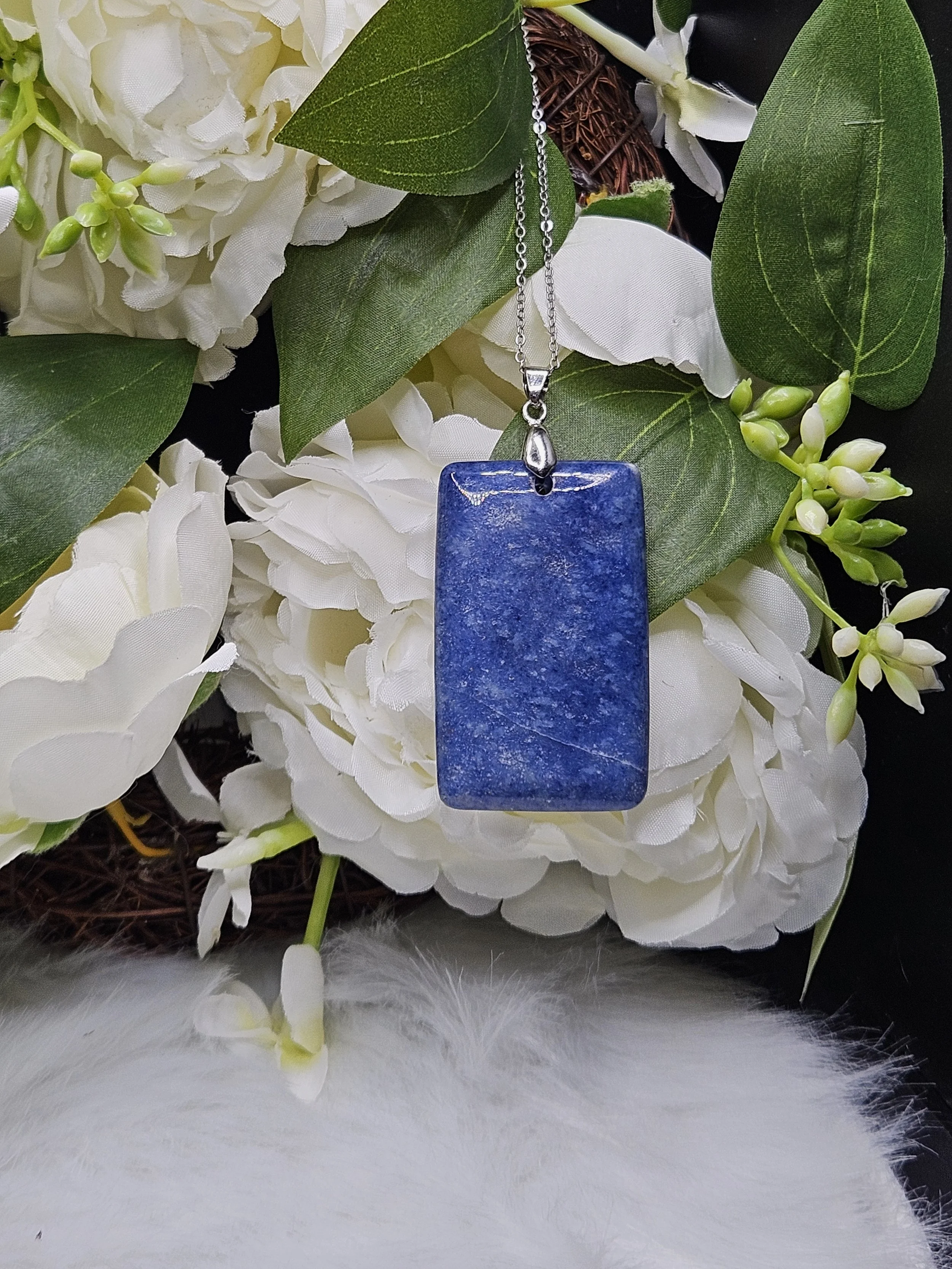 Lapis Lazuli Flat Rectangular Pendant Necklace