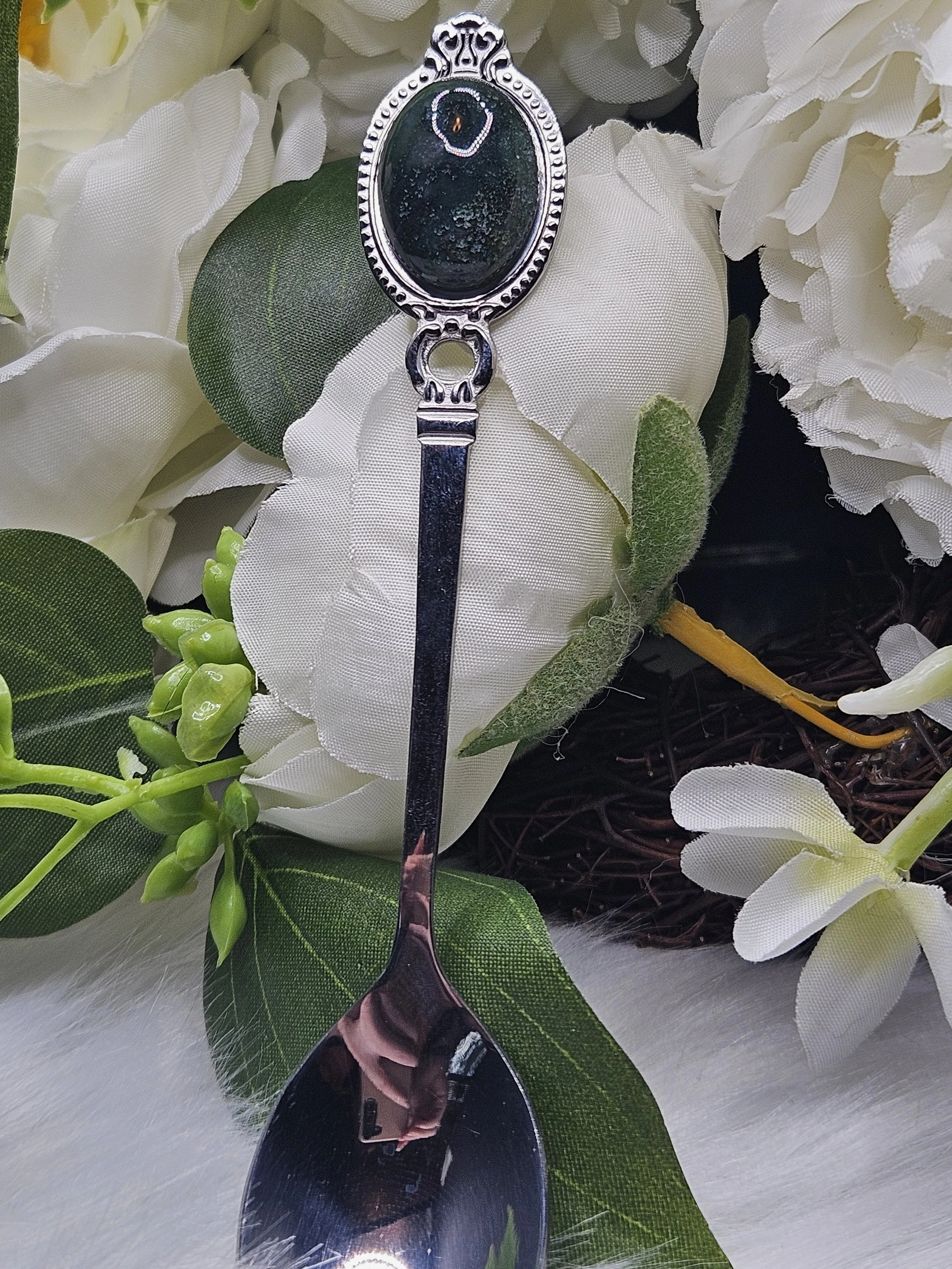 Stainless-Steel Spoon - Moss Agate