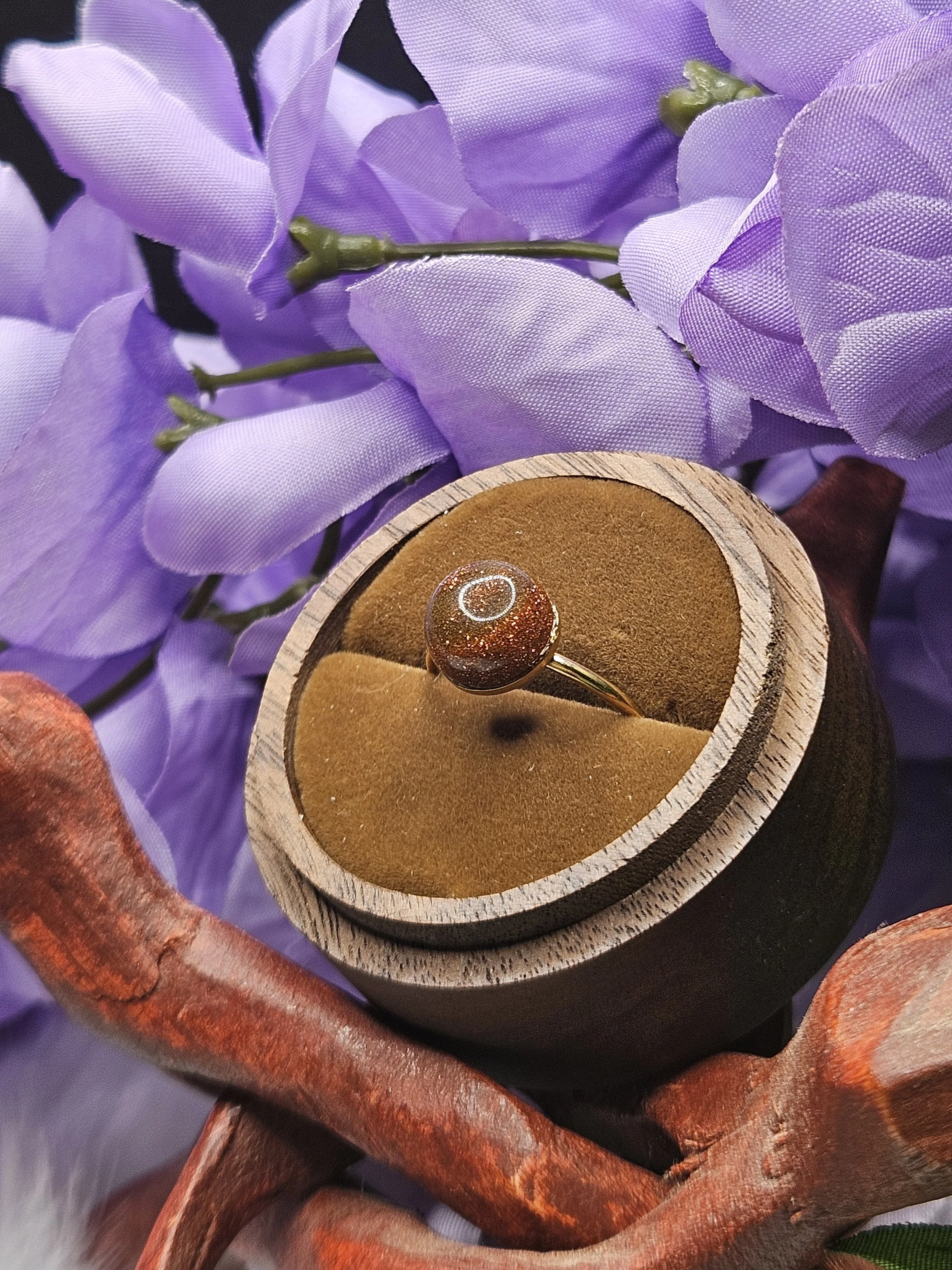 Golden Sandstone Copper Wire Ring