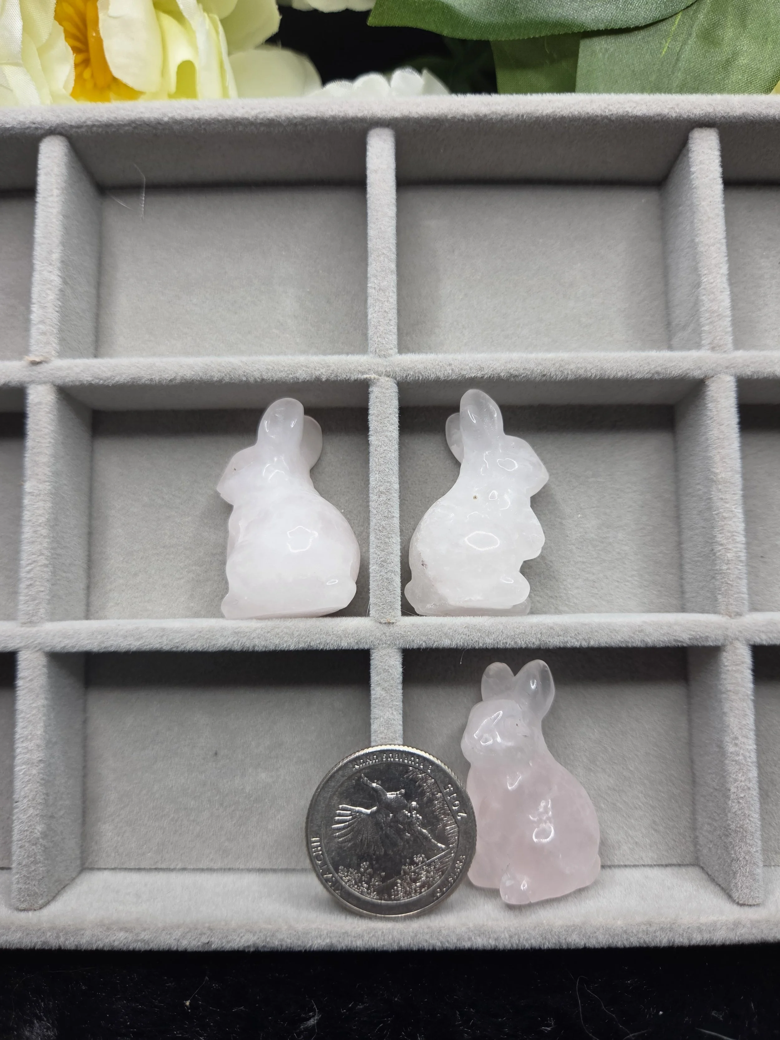 Random Pick Small Bunny Carvings - Rose Quartz