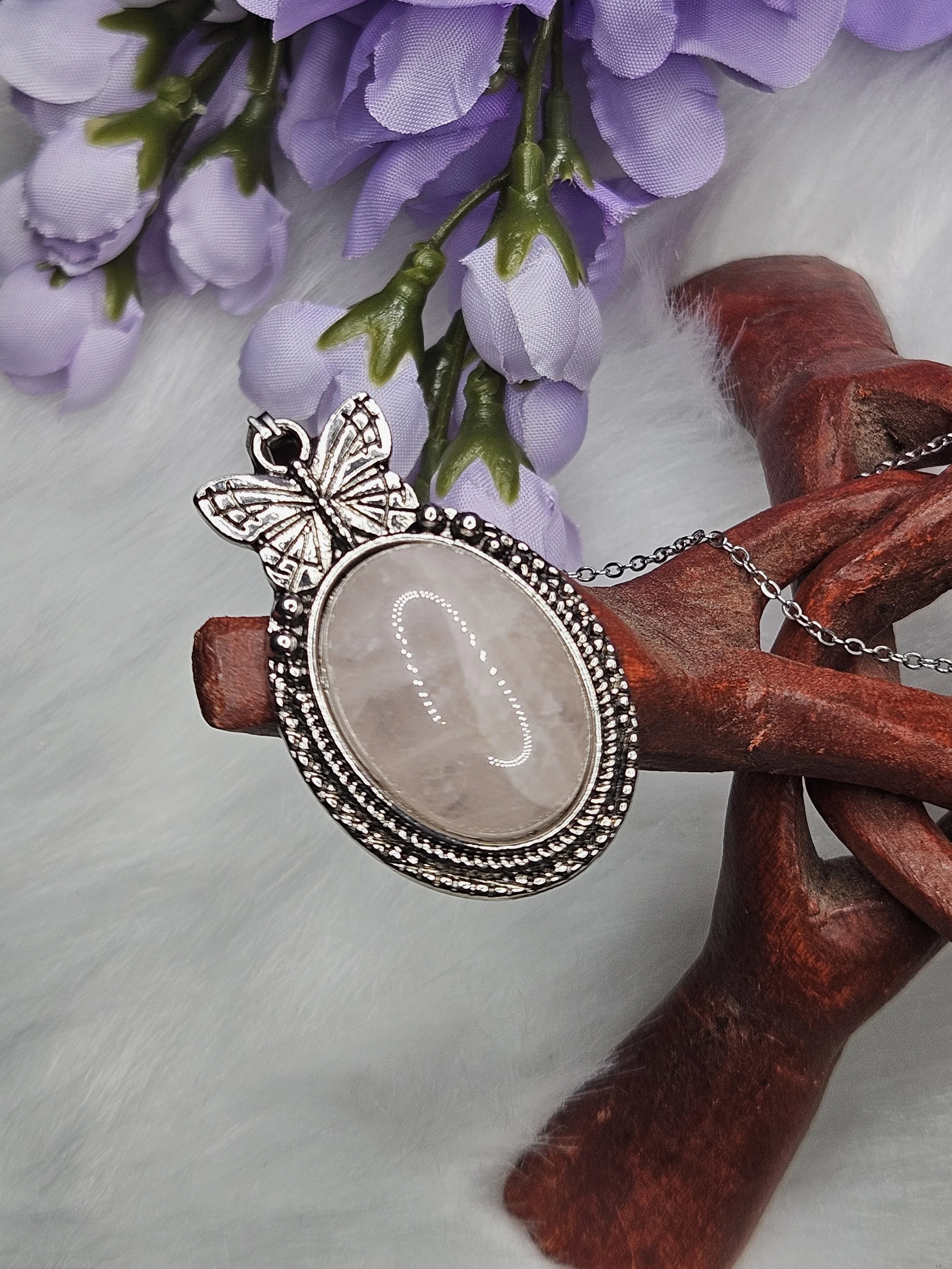 Rose Quartz Oval with Butterfly Setting